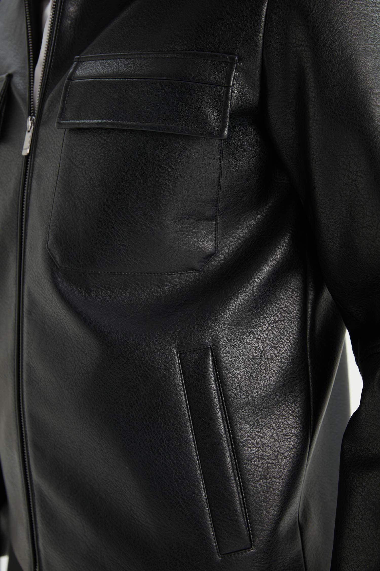 Su İtici Slim Fit Dar Kesim Polo Yaka İç Cepli Fermuarlı Rüzgar Geçirmez Suni Deri Mevsimlik Mont