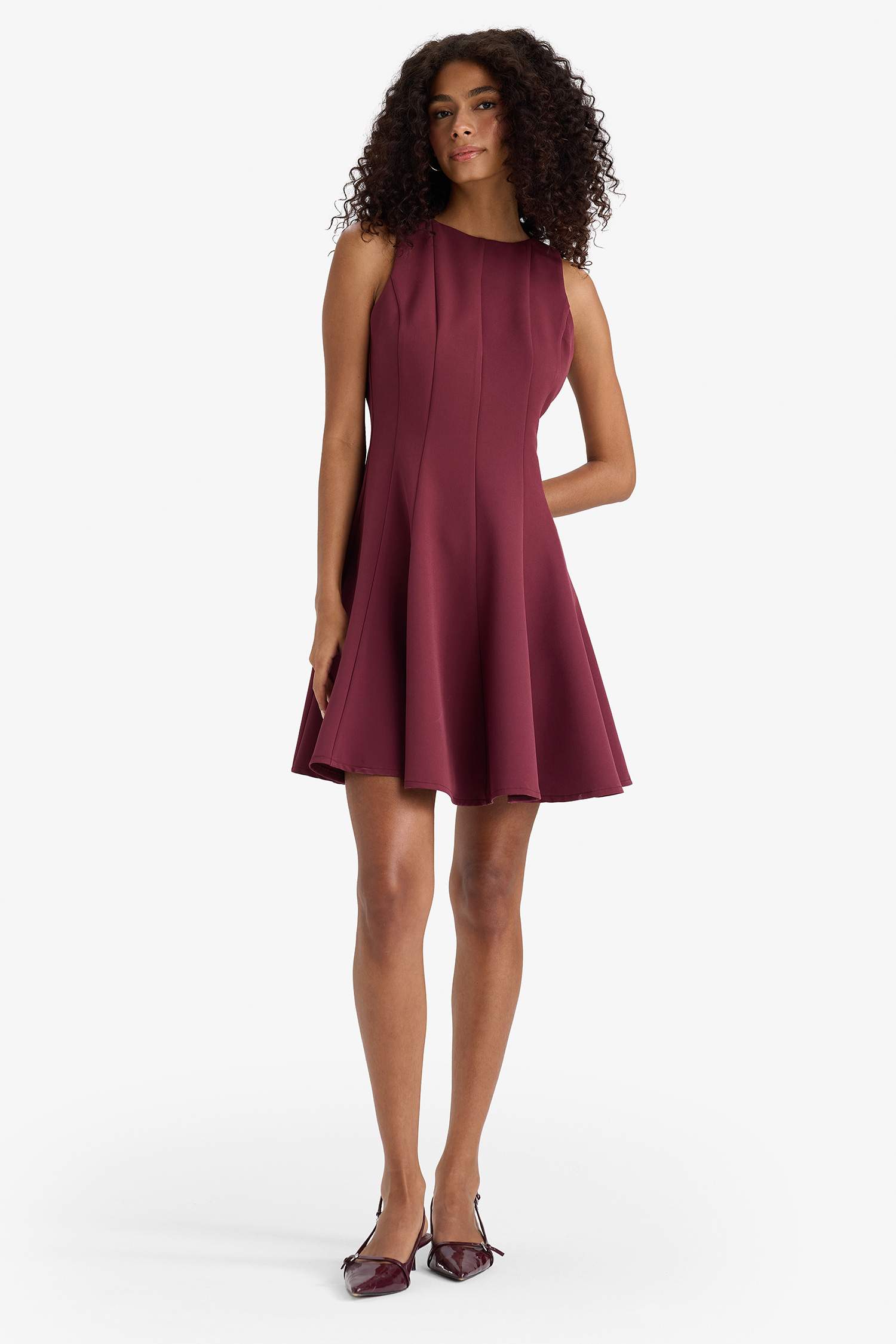 a сызығы с мойын жеңсіз Қысқа жеңді тоқылған көйлек