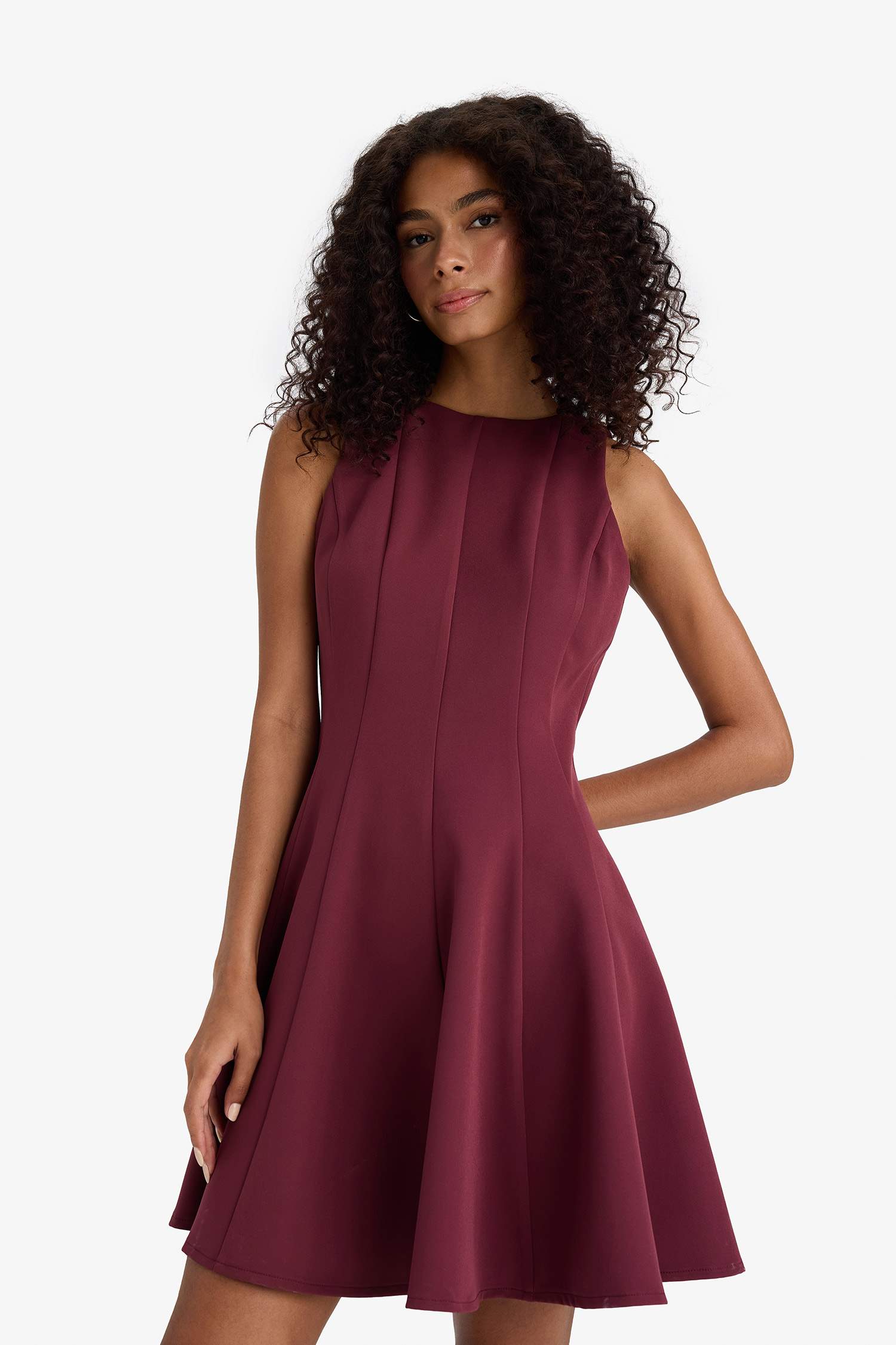 a сызығы с мойын жеңсіз Қысқа жеңді тоқылған көйлек