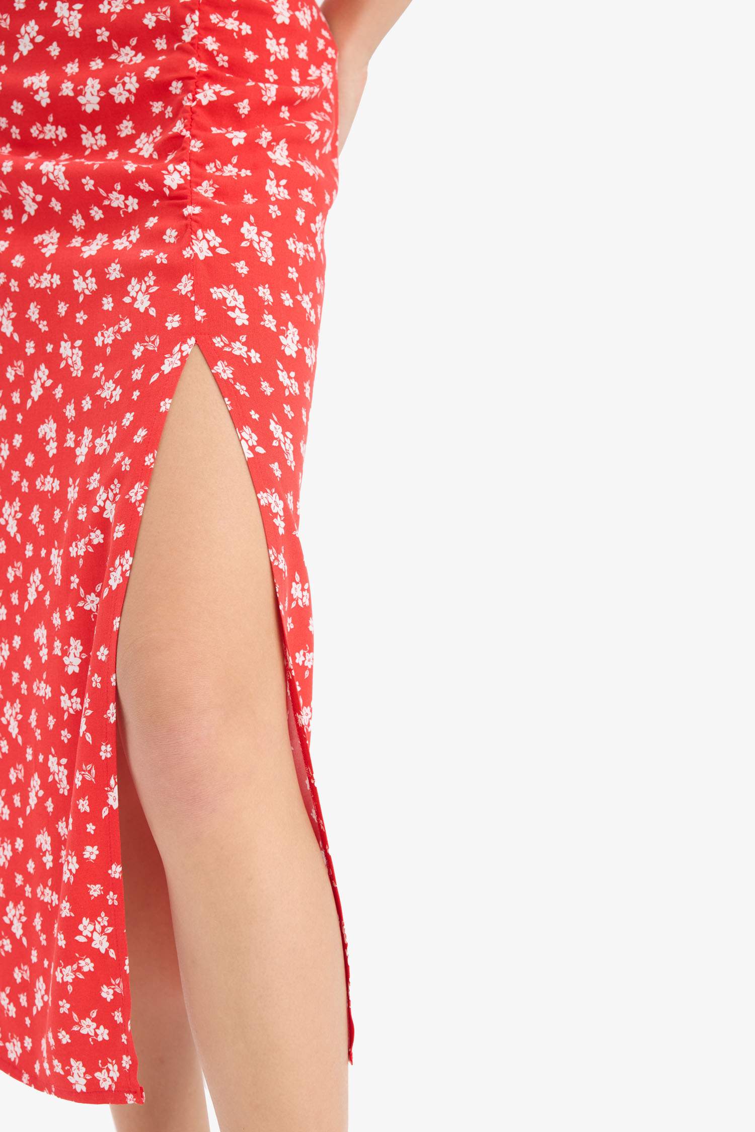 A Cut Flower High Waist Midi Skirt