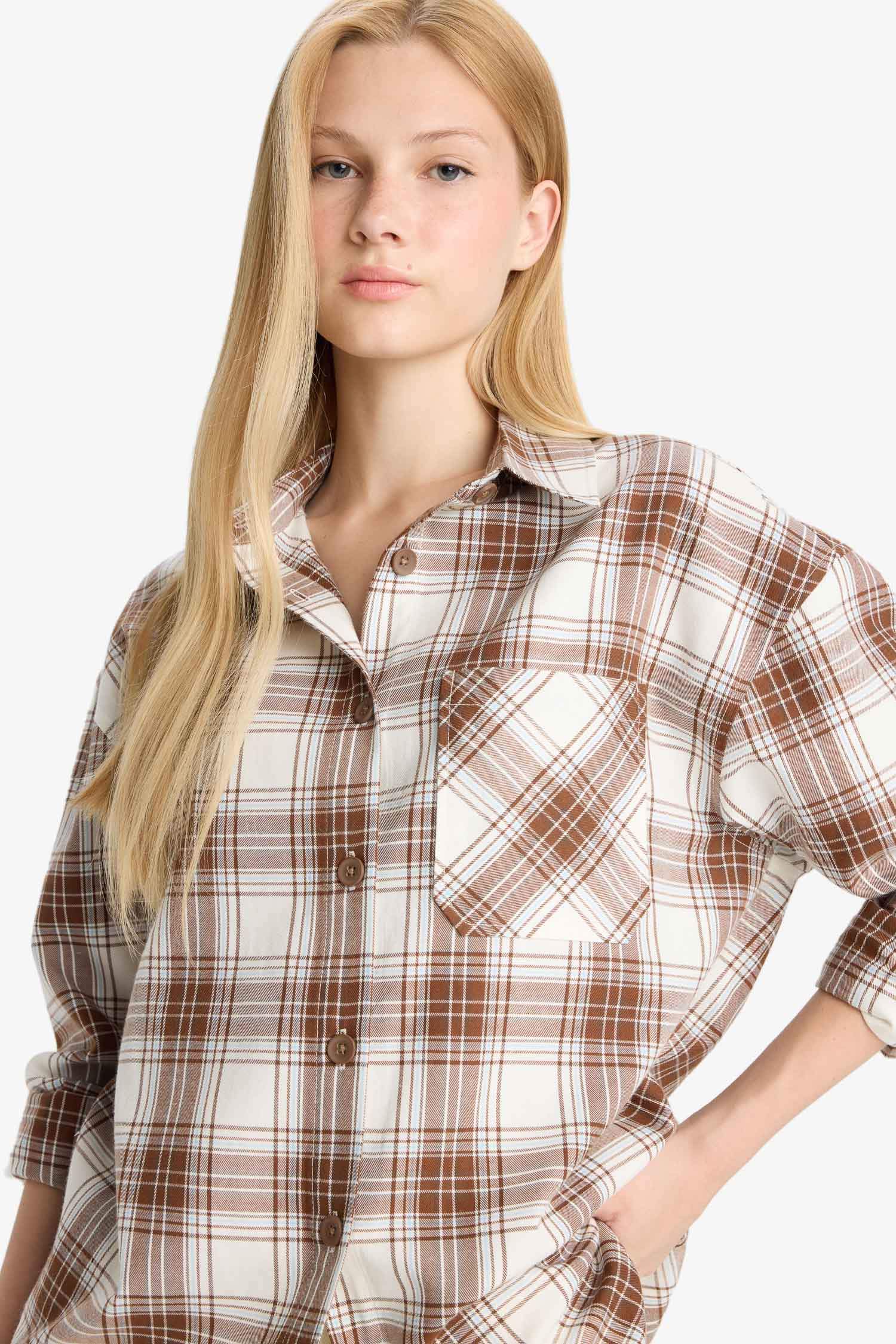 قميص كاروهات ردن طويل فلانيل اوفر سايز