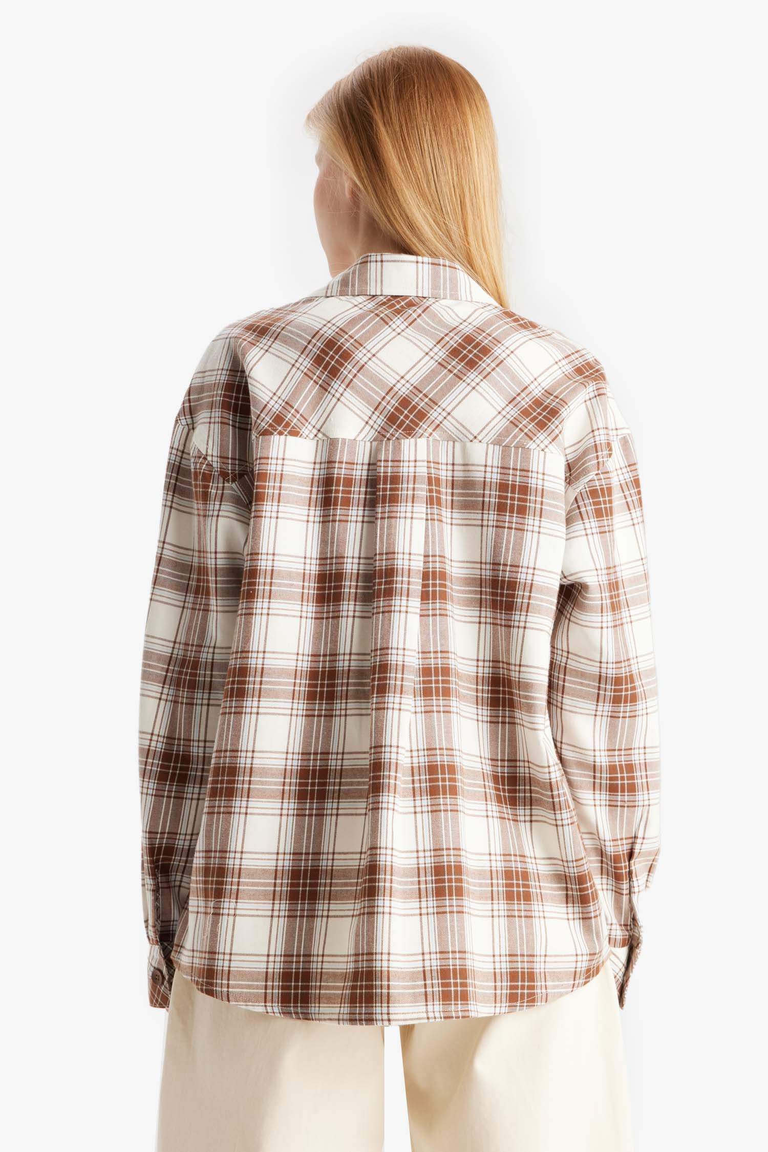 قميص كاروهات ردن طويل فلانيل اوفر سايز