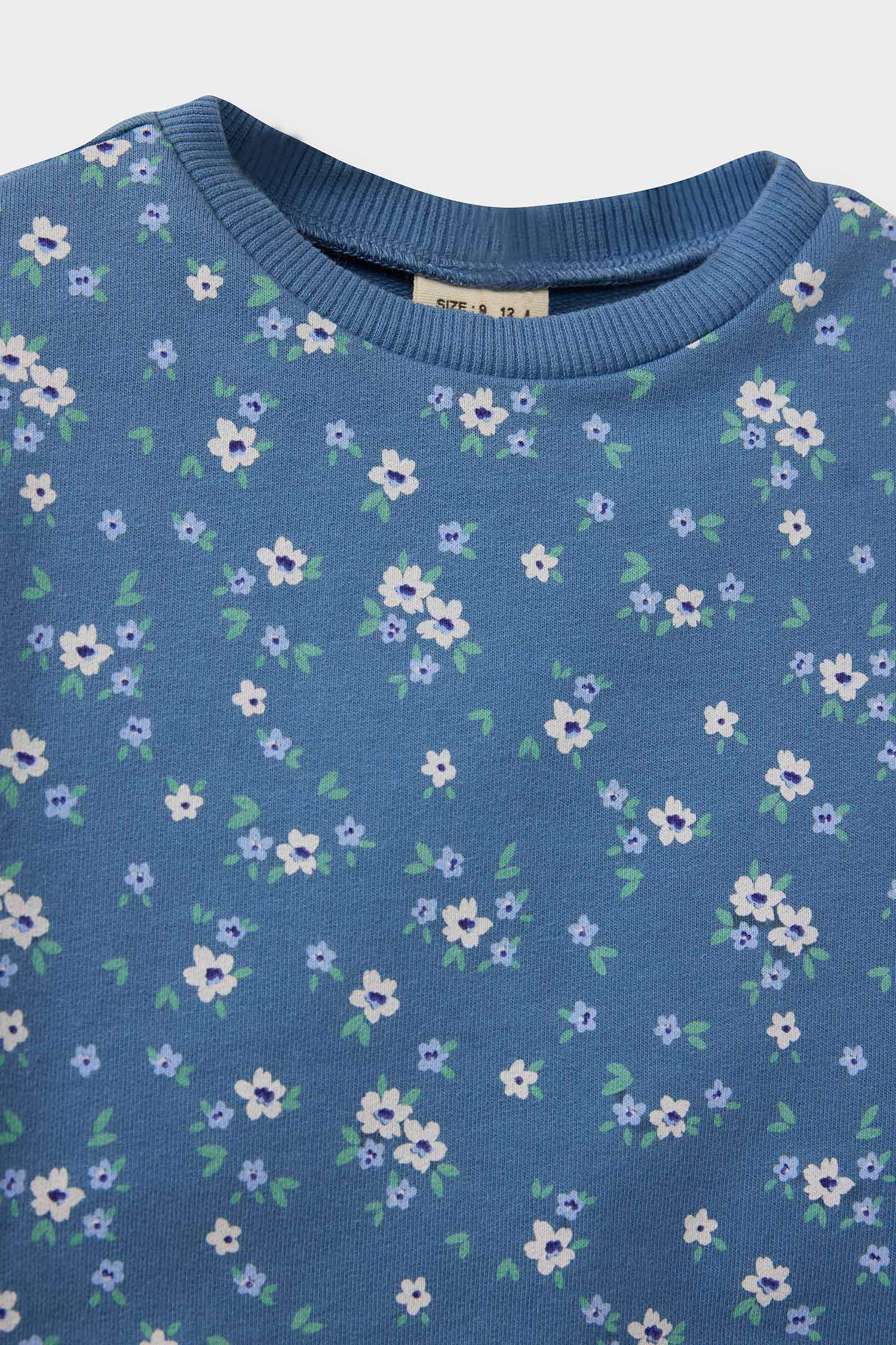 Kız Bebek 2'li Takım Çiçek Desenli Sweatshirt Tayt