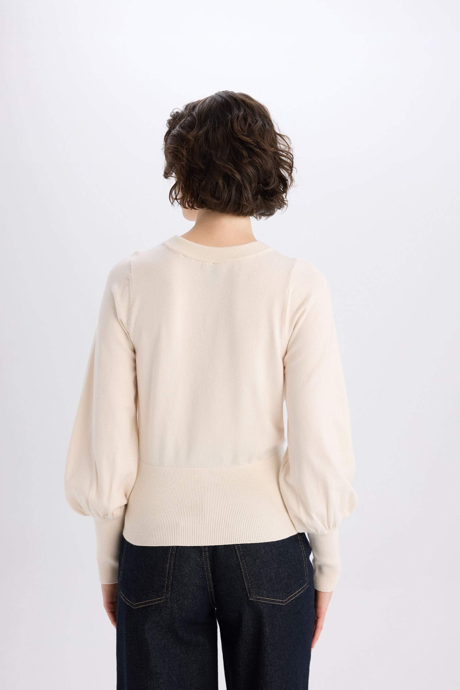 Regular Fit Bisiklet Yaka Basic Düz Triko Kazak