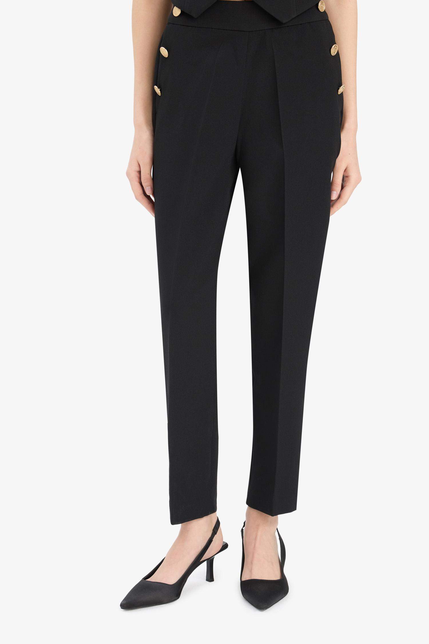 Pantalon taille haute droit à poches Coupe carotte