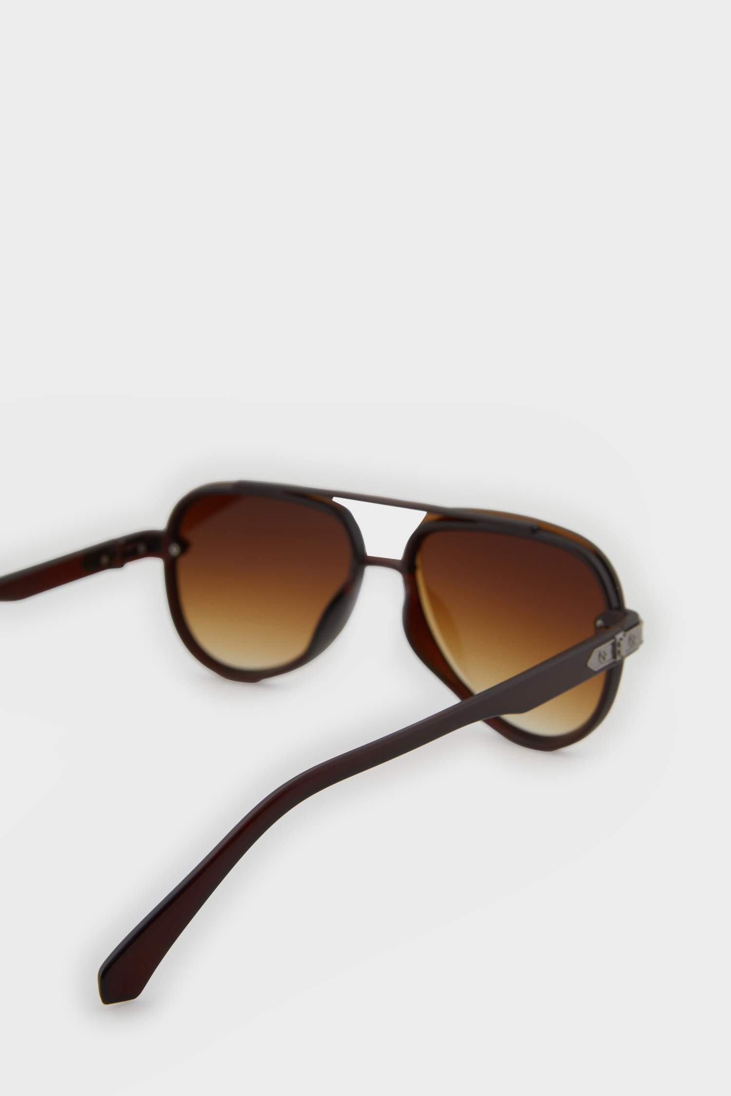 Erkek Oval Plastik Kahve Çerçeve Kahve Cam UV Güneş Gözlüğü