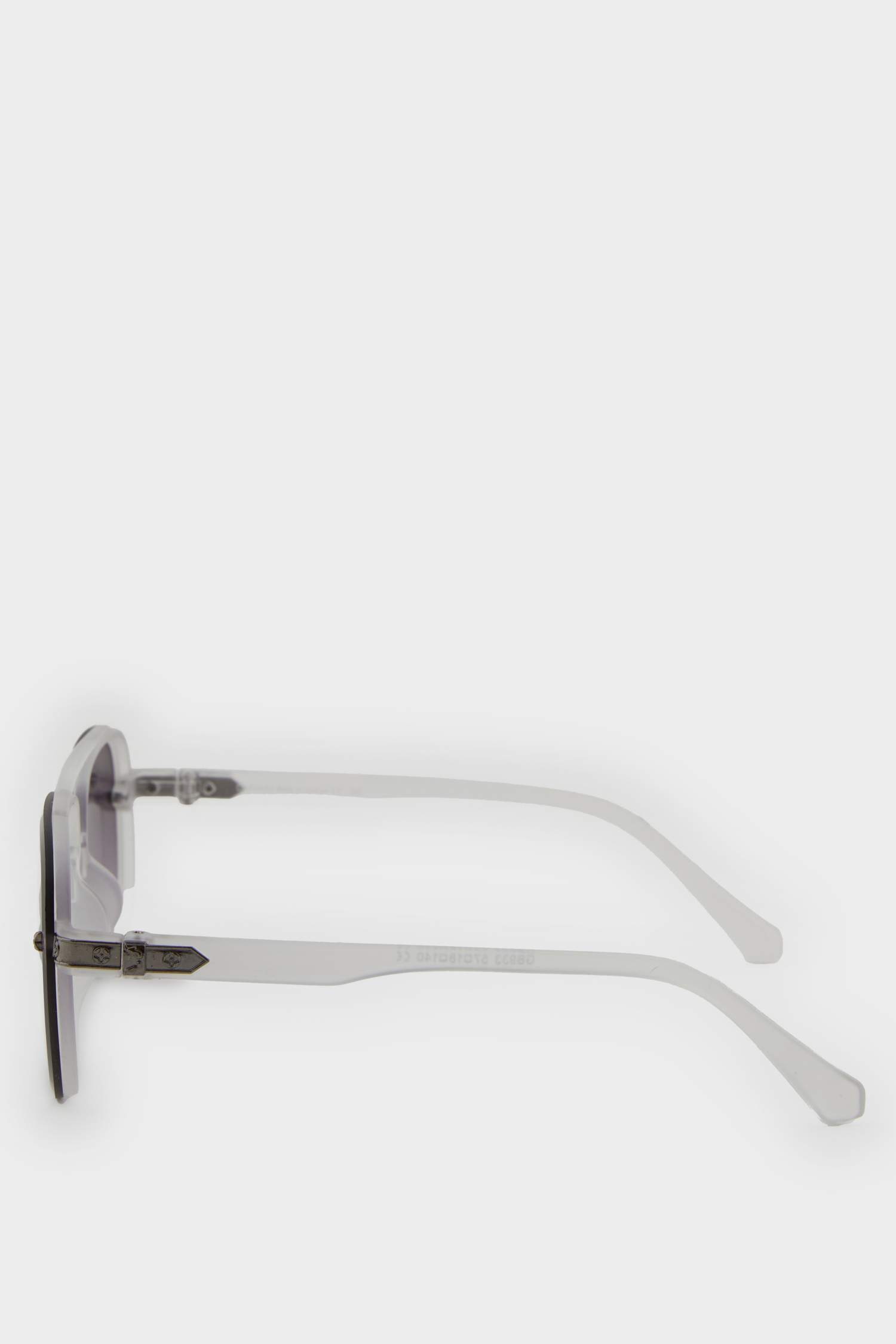 Erkek Oval Plastik Şeffaf Çerçeve Şeffaf Cam UV Güneş Gözlüğü