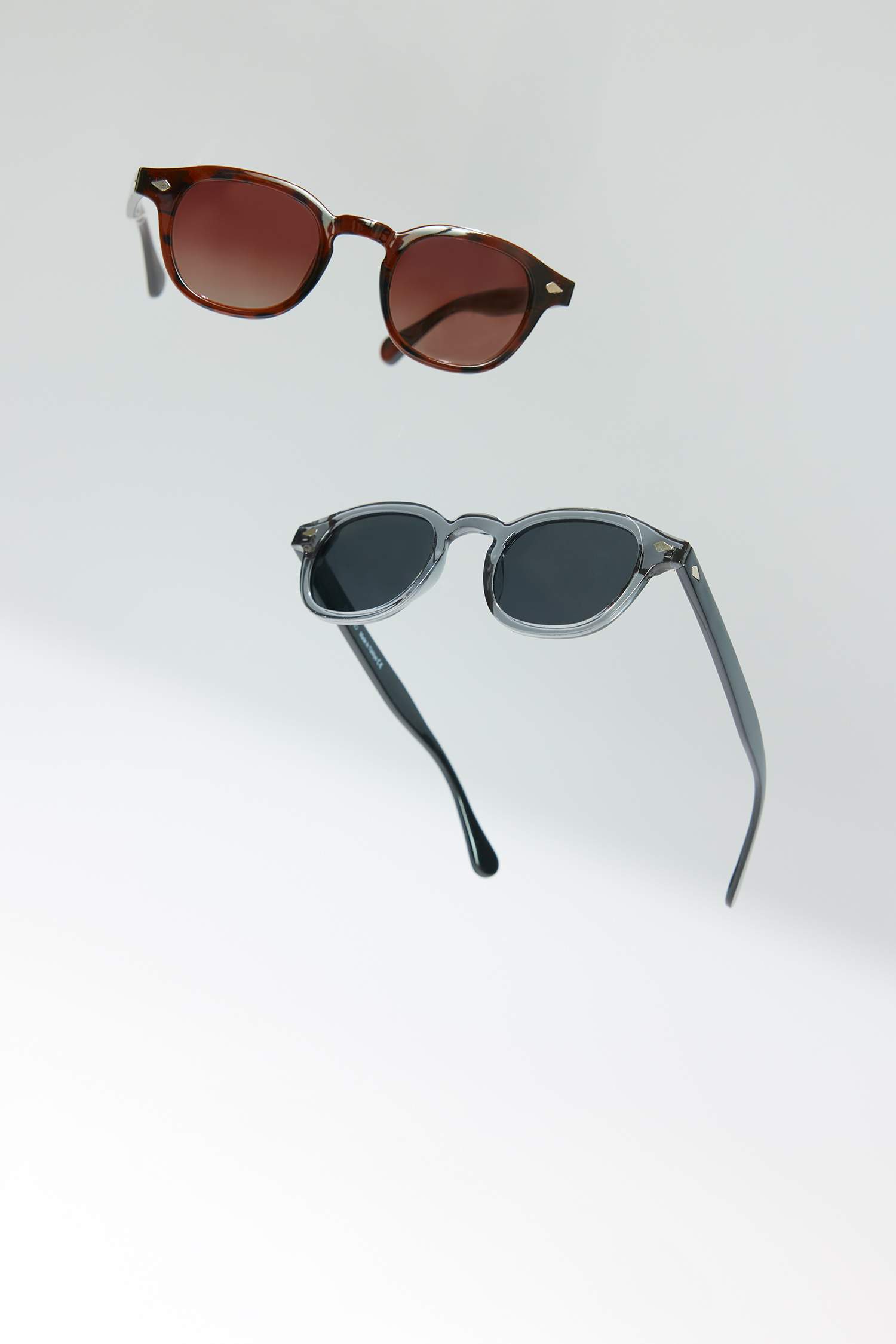 Erkek Yuvarlak Kahve Plastik Çerçeve Kahve Cam Polarize Güneş Gözlüğü