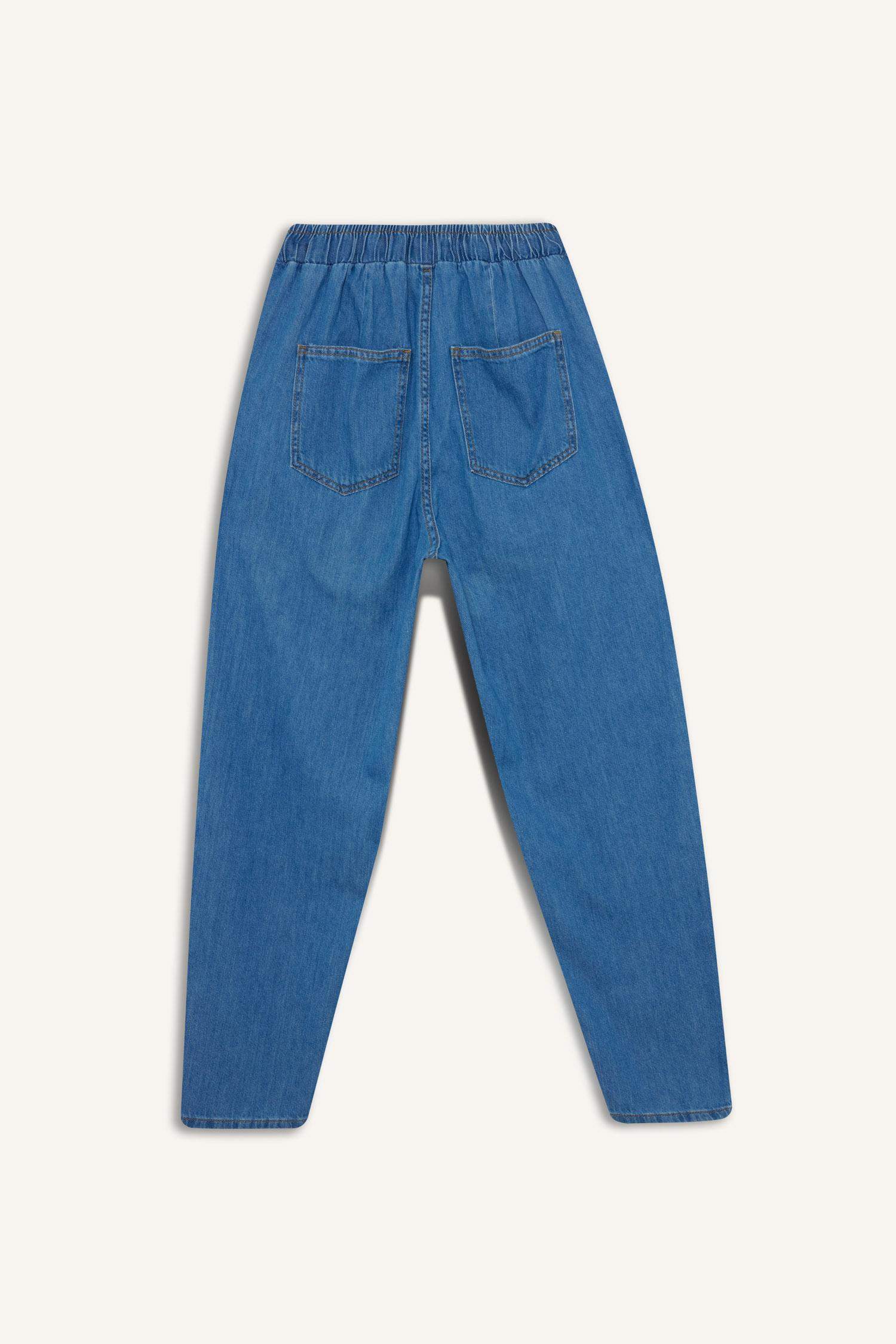 Yüksek Bel Bilek Boy Yumuşak Jean Yıkamalı Pantolon