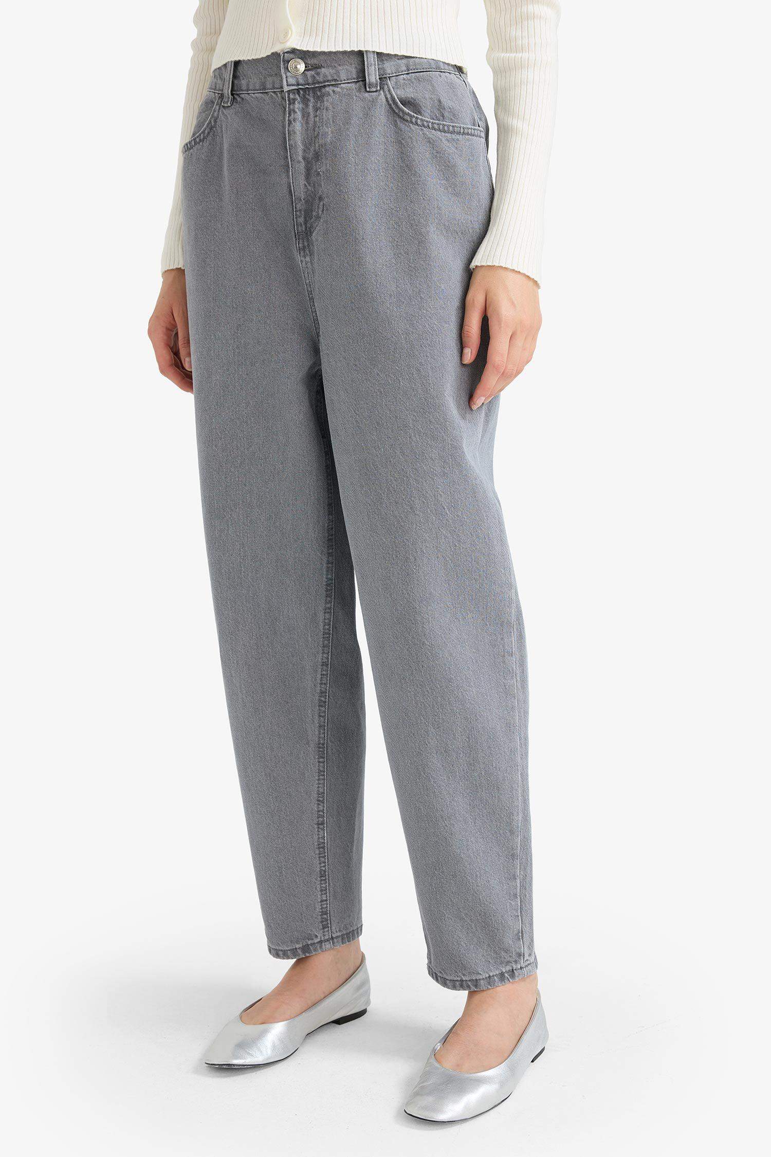 Paperbag Yüksek Bel Bilek Boy Jean Yıkamalı Pantolon