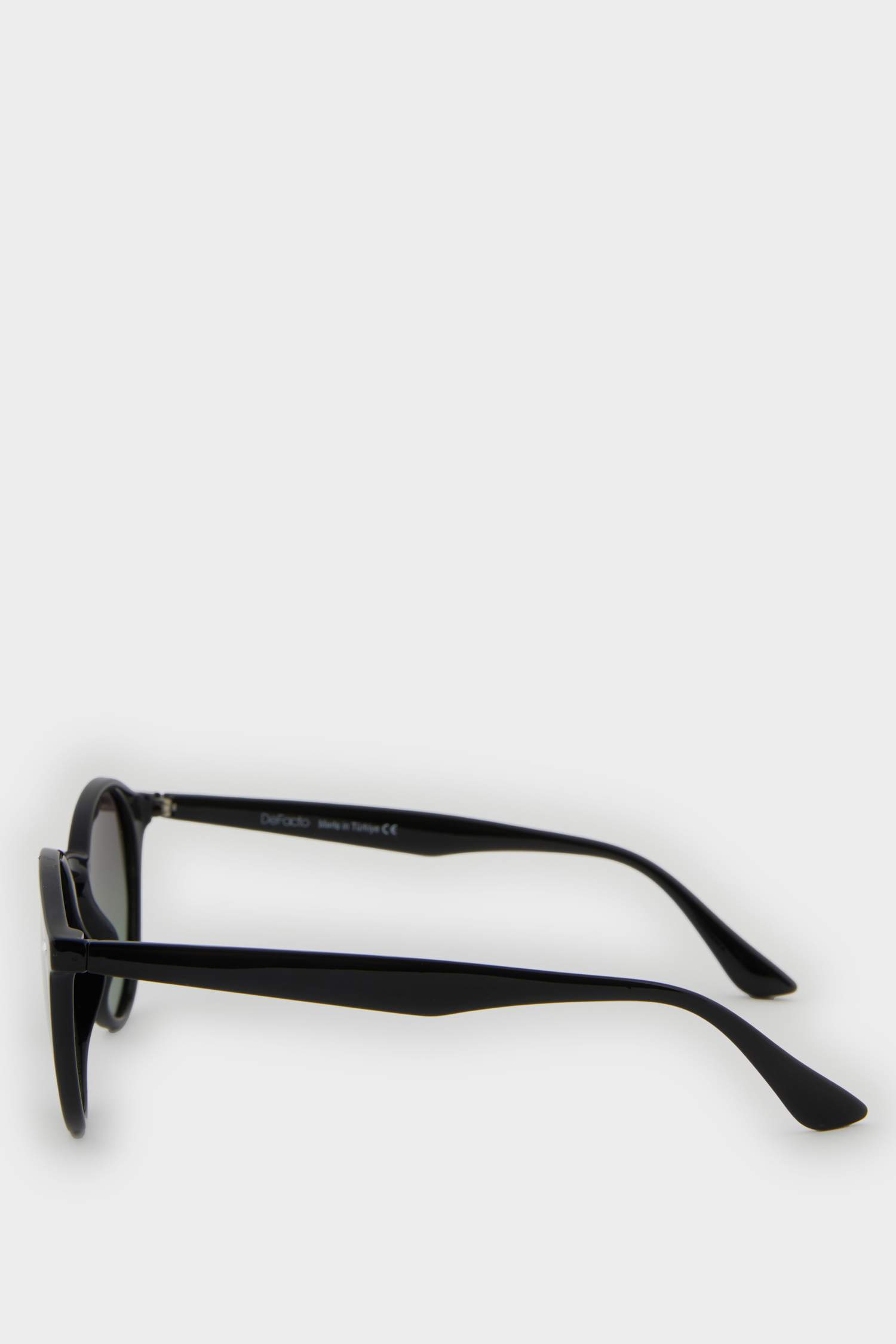 Erkek Yuvarlak Siyah Plastik Çerçeve Siyah Cam Polarize Güneş Gözlüğü