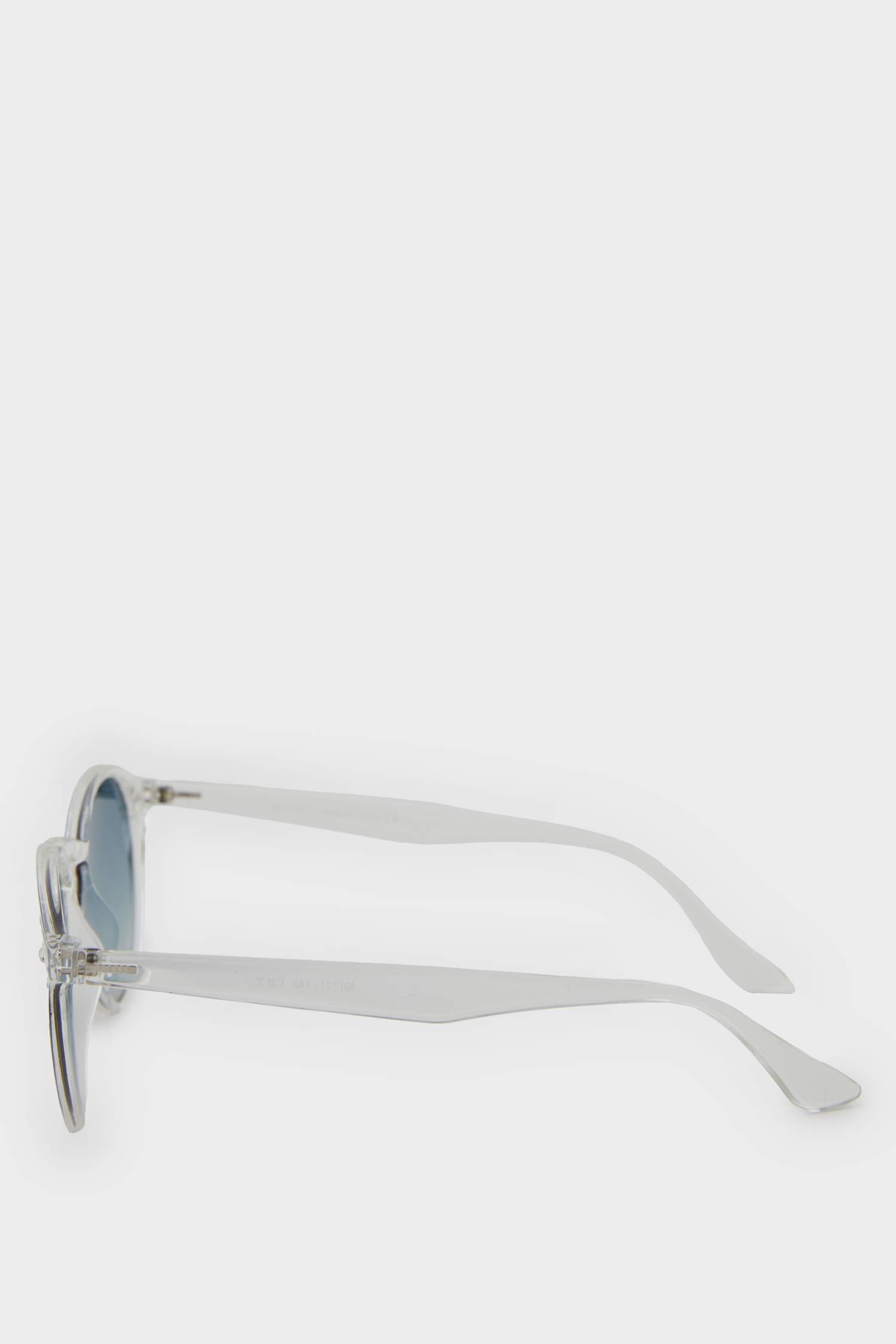 Erkek Yuvarlak Şeffaf Plastik Çerçeve Şeffaf Cam Polarize Güneş Gözlüğü