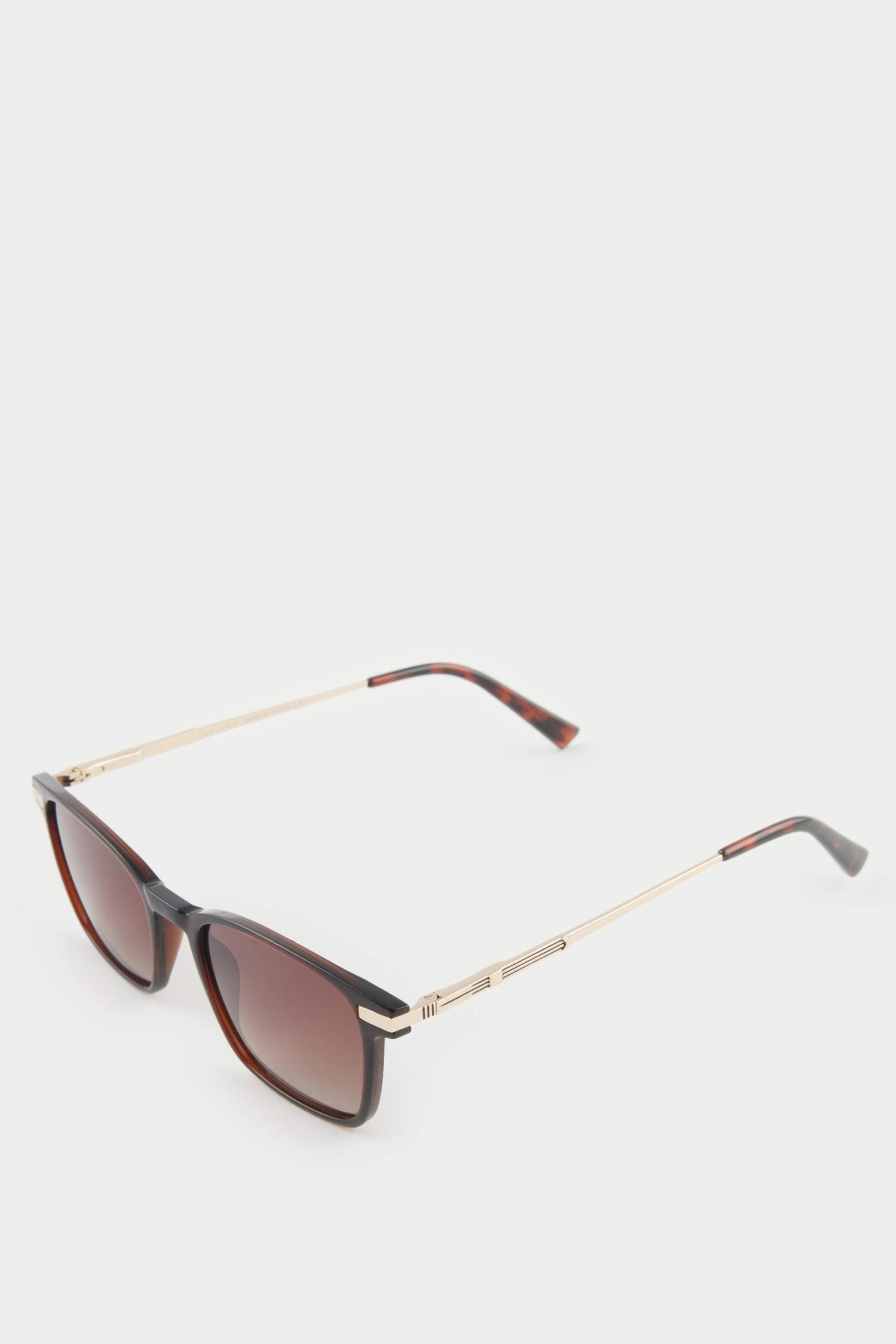 Erkek Klasik Kare Kahve Metal Çerçeve Kahve Cam Polarize Güneş Gözlüğü