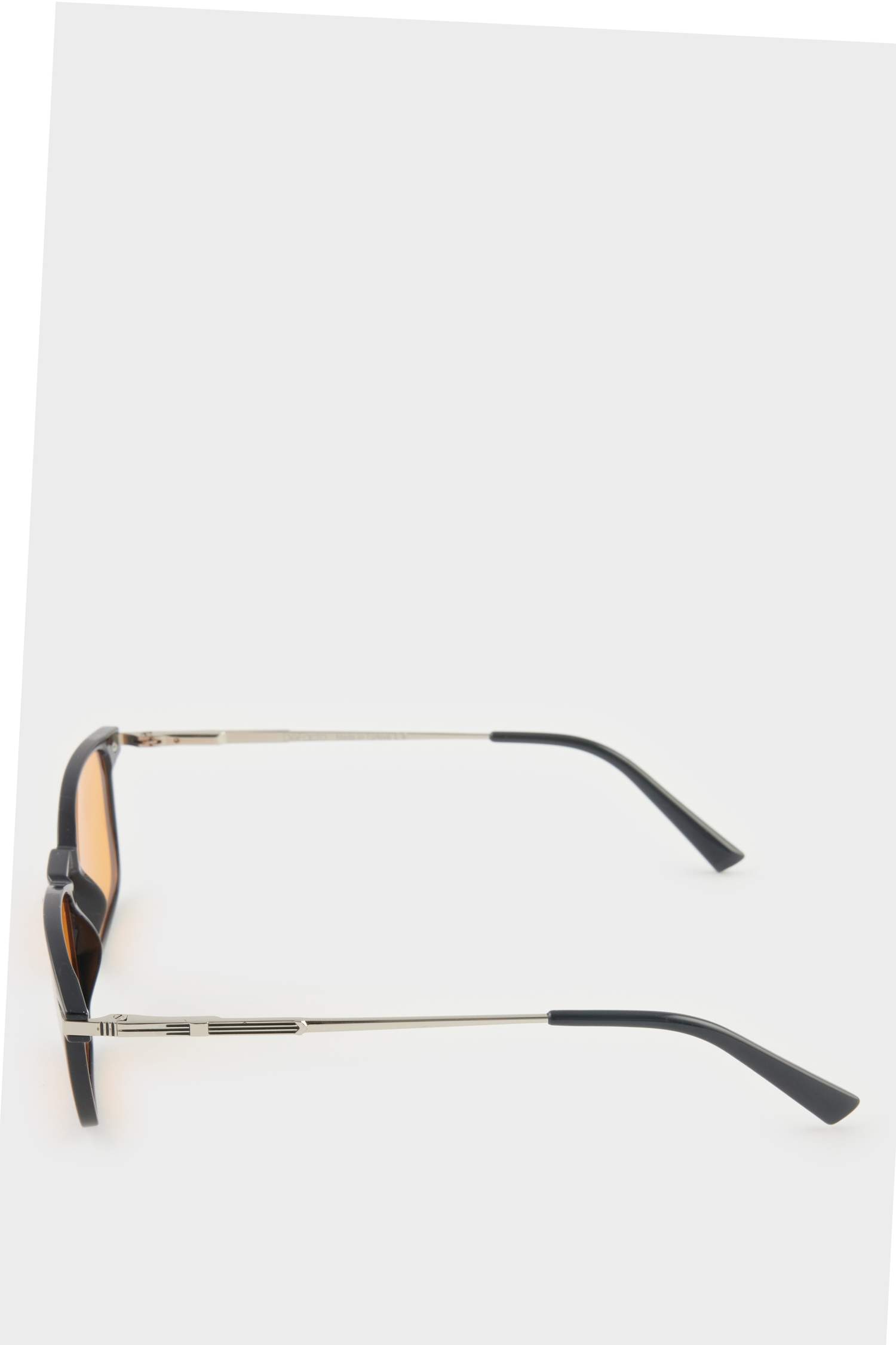 Erkek Klasik Kare Siyah Metal Çerçeve Turuncu Cam UV Güneş Gözlüğü