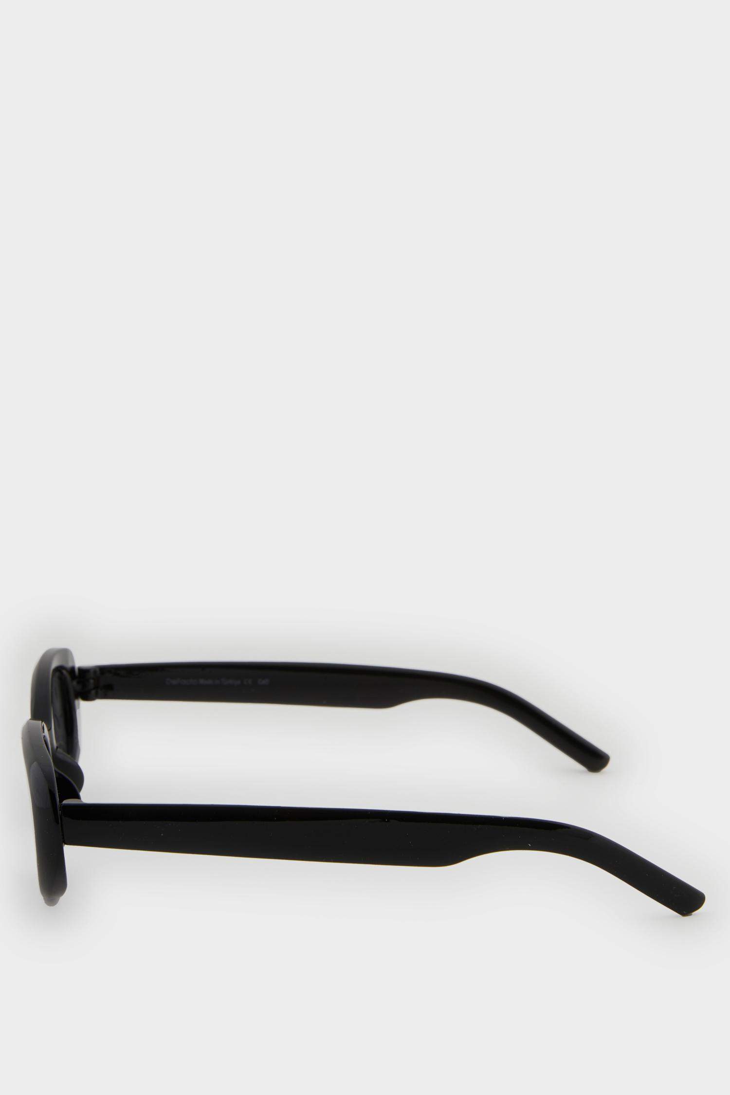 Kadın Yuvarlak Siyah Plastik  Çerçeve Siyah Cam UV Güneş Gözlüğü