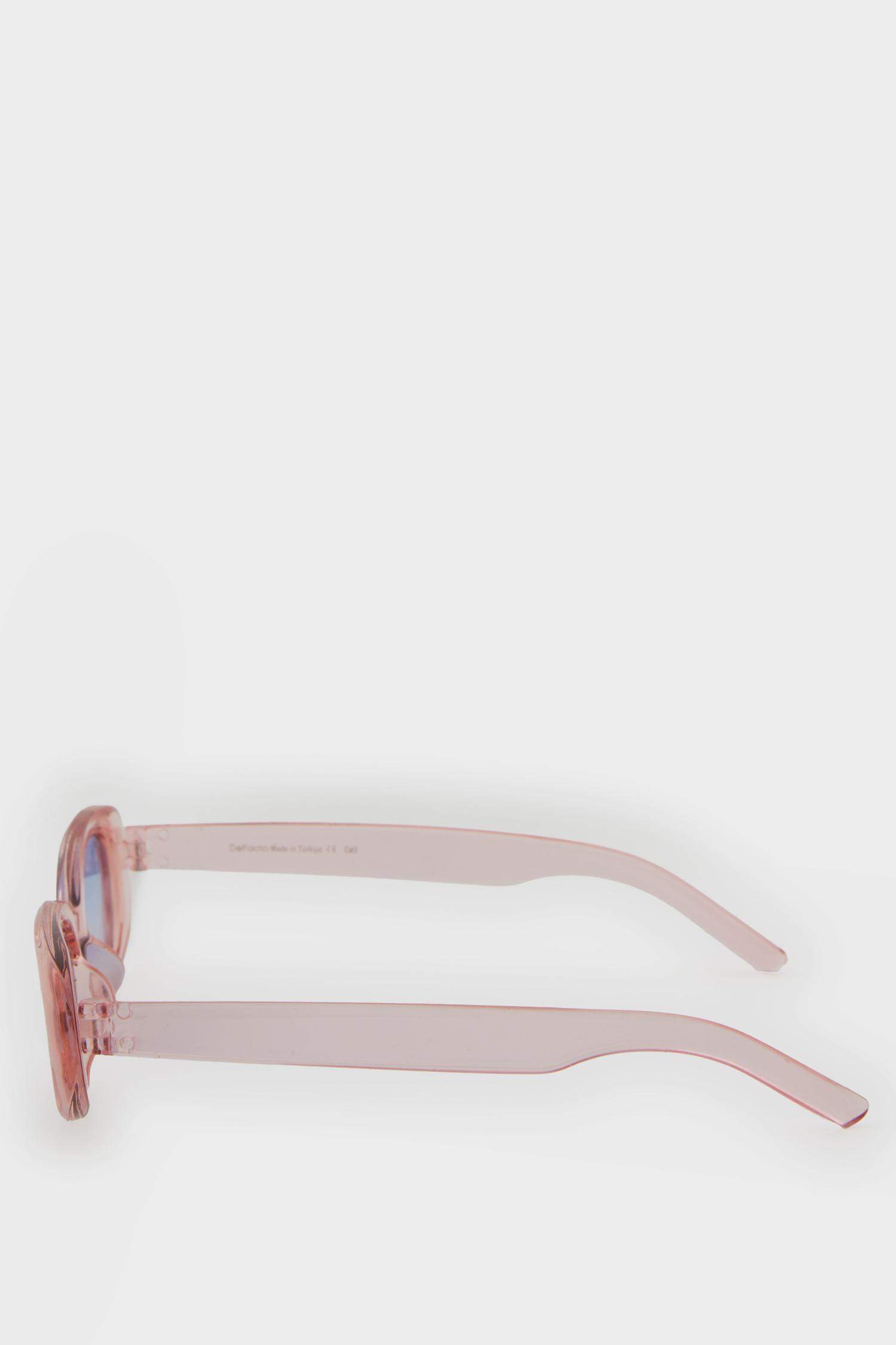 Kadın Yuvarlak Pembe Plastik Çerçeve Pembe Cam UV Güneş Gözlüğü