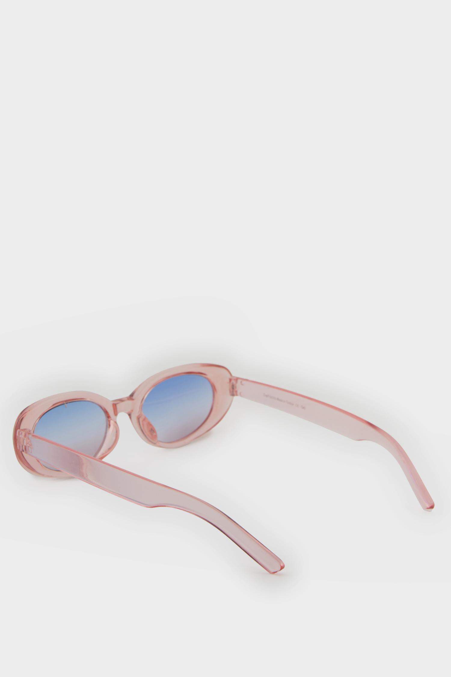 Kadın Yuvarlak Pembe Plastik Çerçeve Pembe Cam UV Güneş Gözlüğü