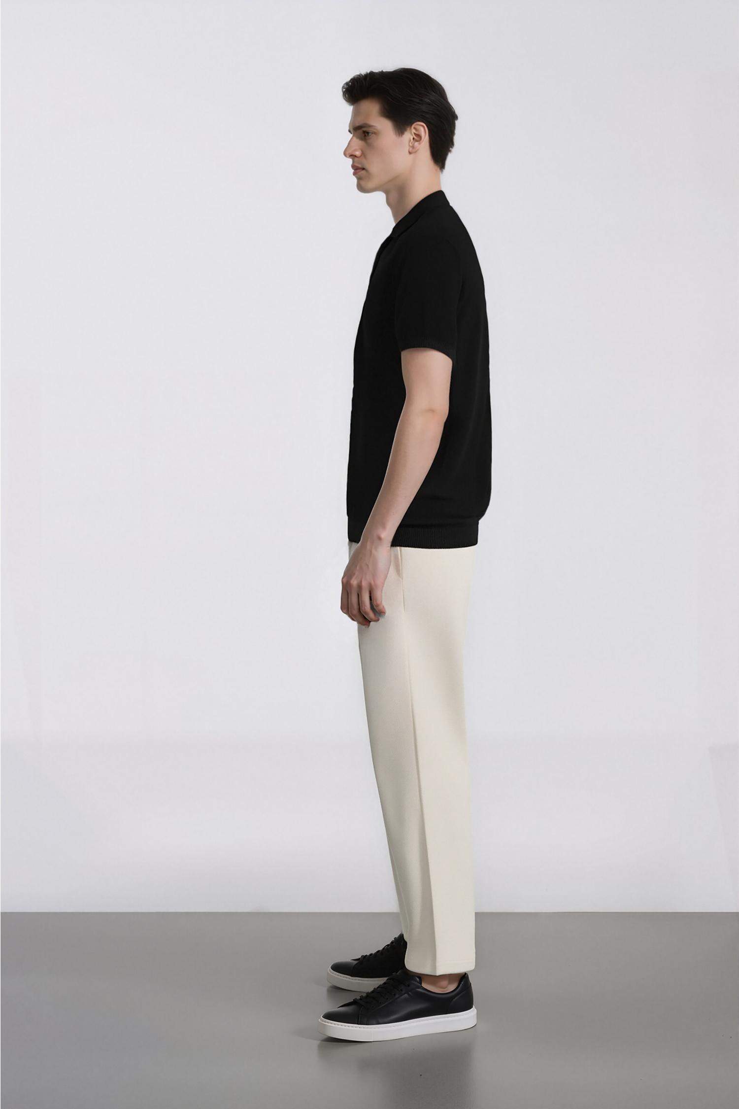 بنطلون قطن وايد ليج صيفي برجل واسع بثلاثة جيوب