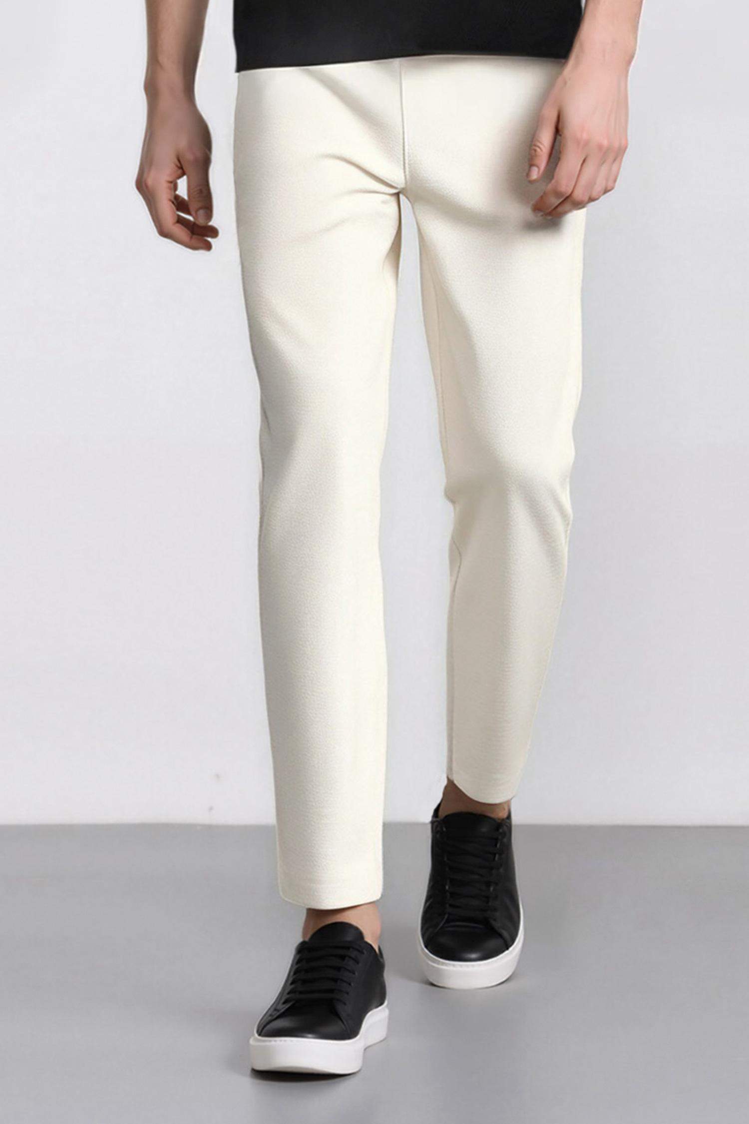 بنطلون قطن وايد ليج صيفي برجل واسع بثلاثة جيوب