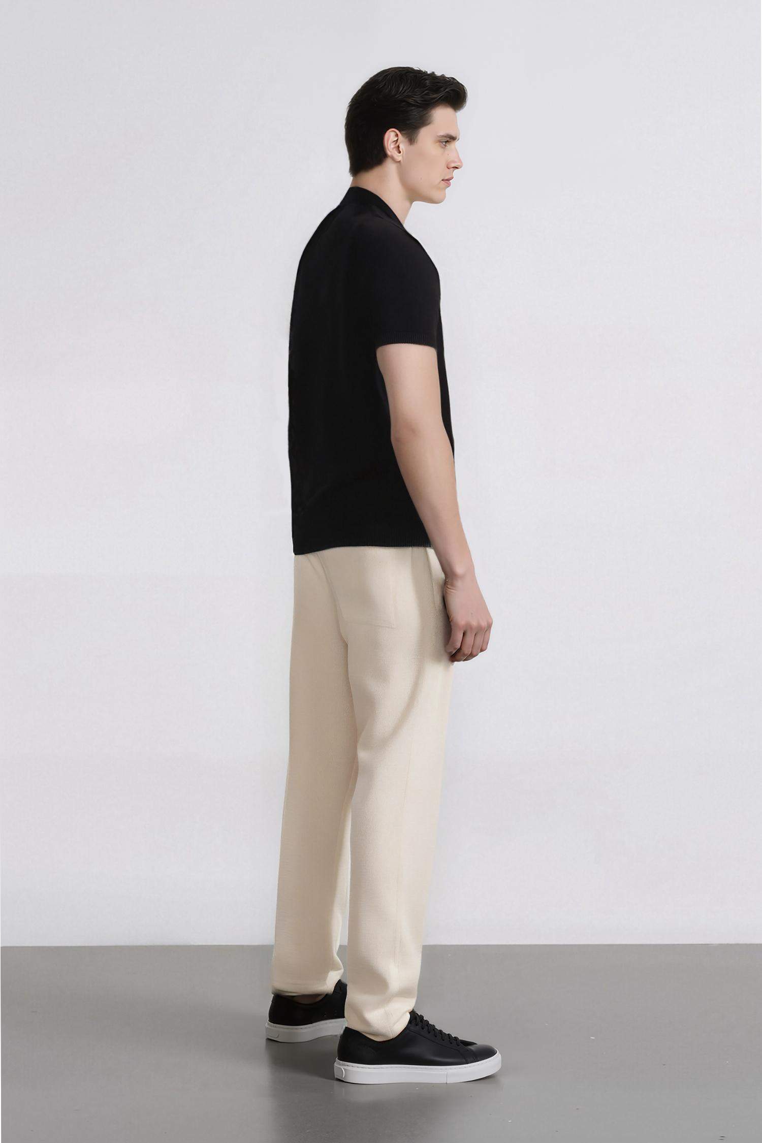 بنطلون قطن وايد ليج صيفي برجل واسع بثلاثة جيوب