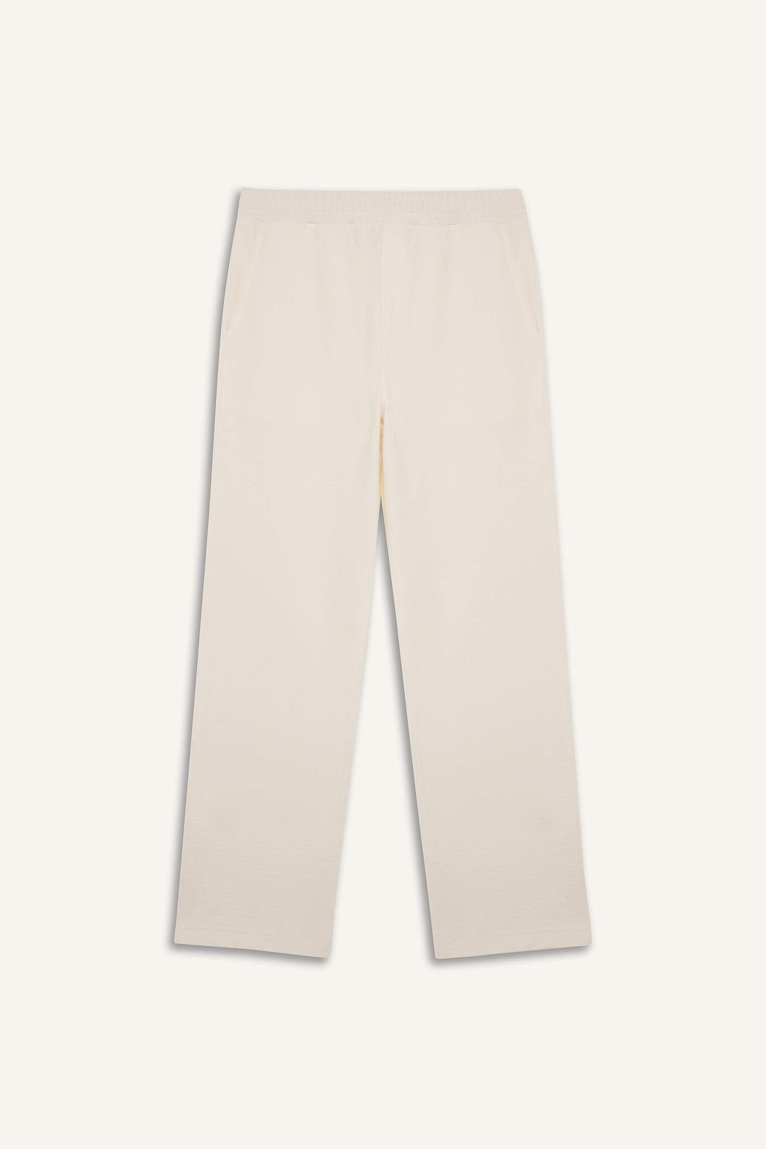 بنطلون قطن وايد ليج صيفي برجل واسع بثلاثة جيوب