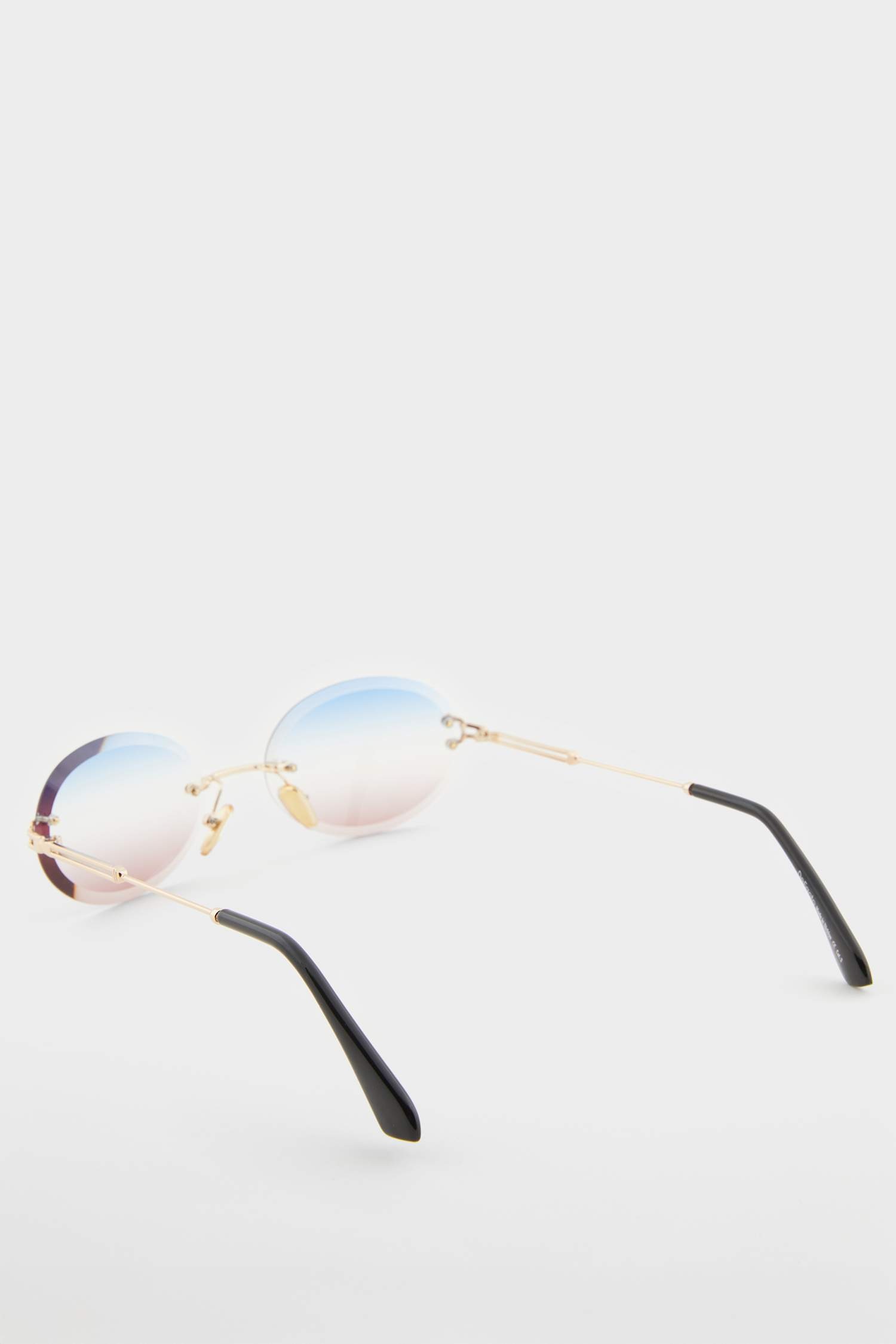 Kadın Yuvarlak Şeffaf Metal Çerçeve Degrade Cam UV Güneş Gözlüğü