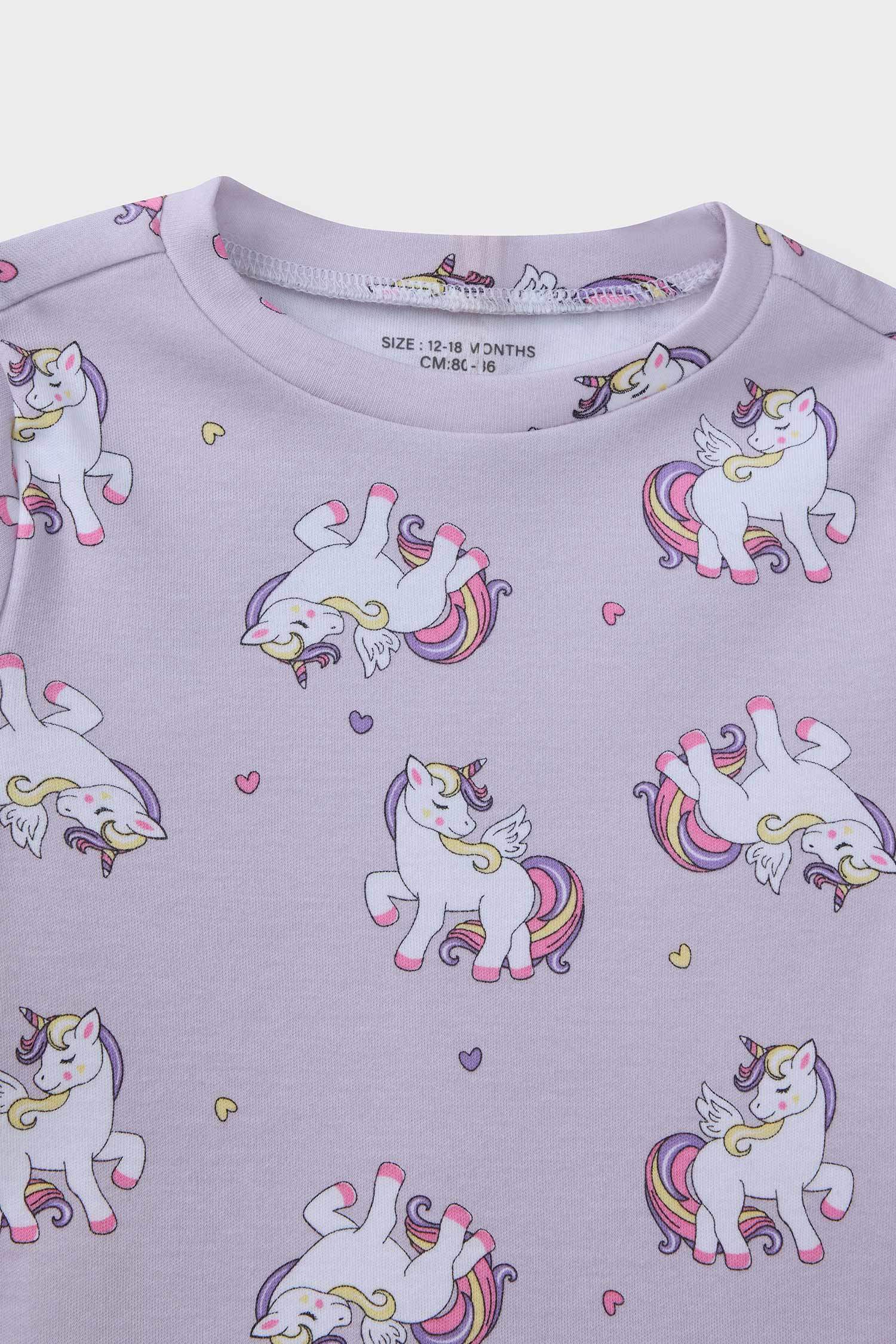 Baby Girl Unicorn Printed Top Bottom 2 Piece Pajama Set