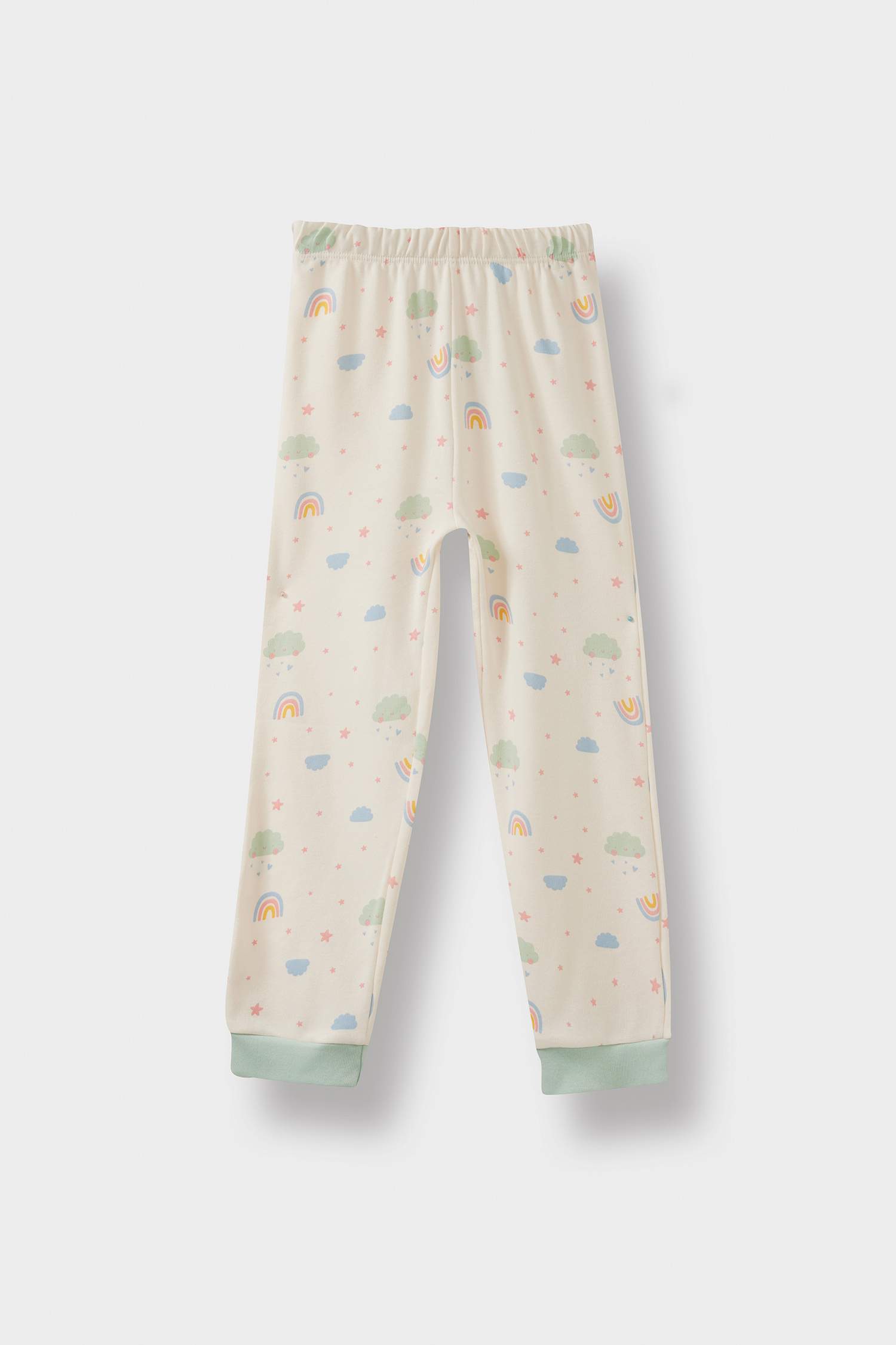 طقم بيجاما بناتي قصة عادية بطبعة قوس قزح - 4 قطع