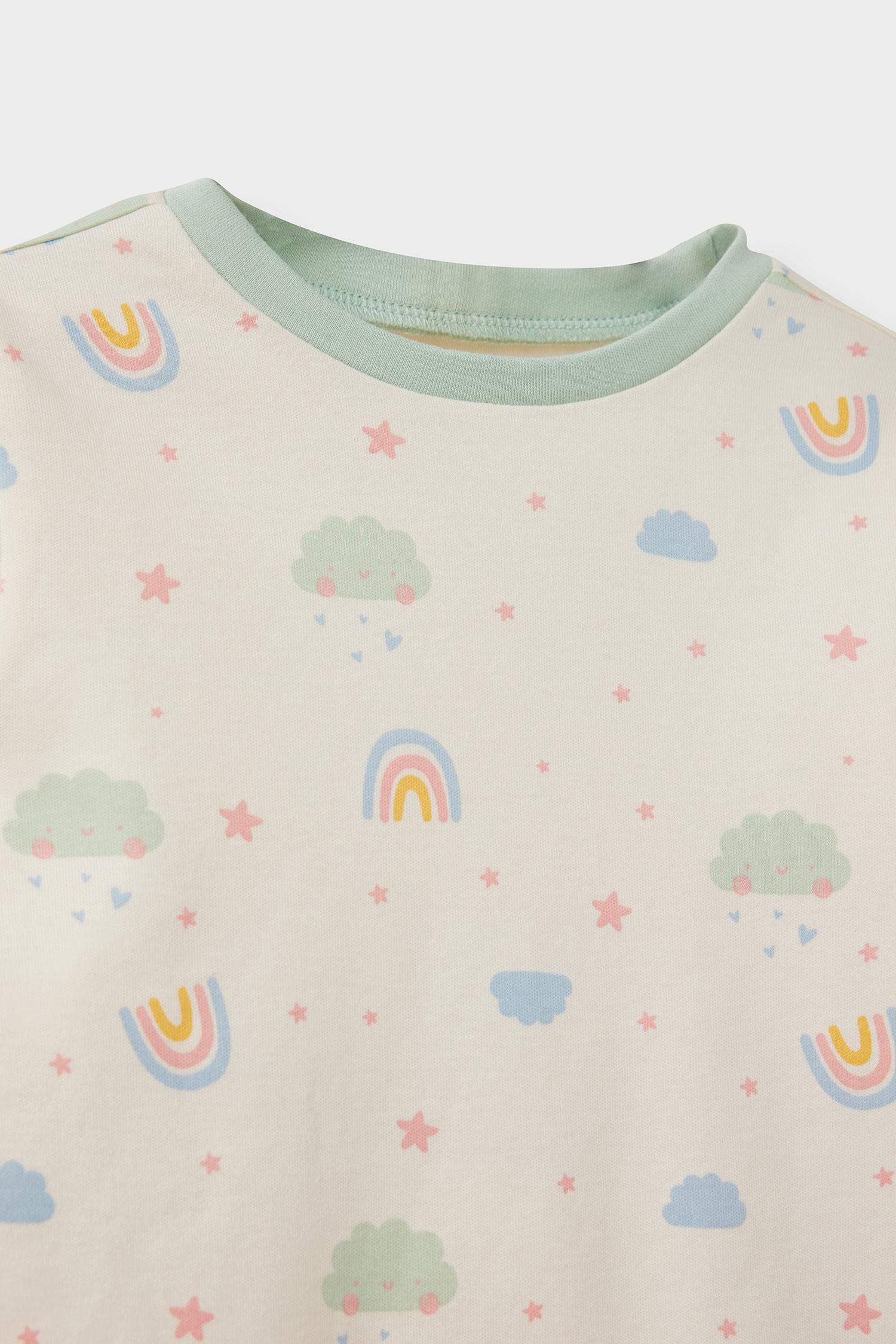 طقم بيجاما بناتي قصة عادية بطبعة قوس قزح - 4 قطع