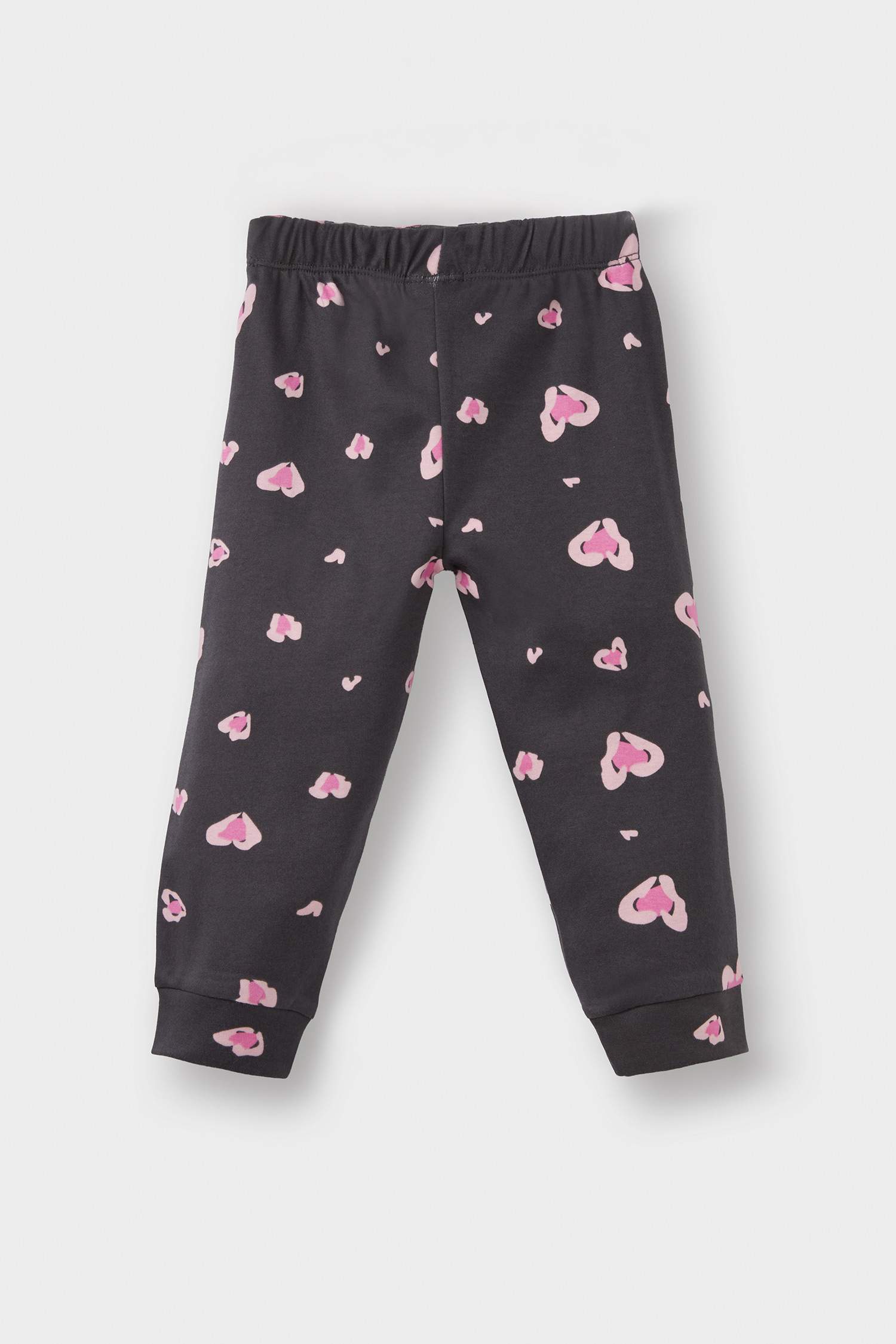 Kız Bebek Pijama Takımı Kalp Desenli Uzun Kollu Üst Uzun Alt