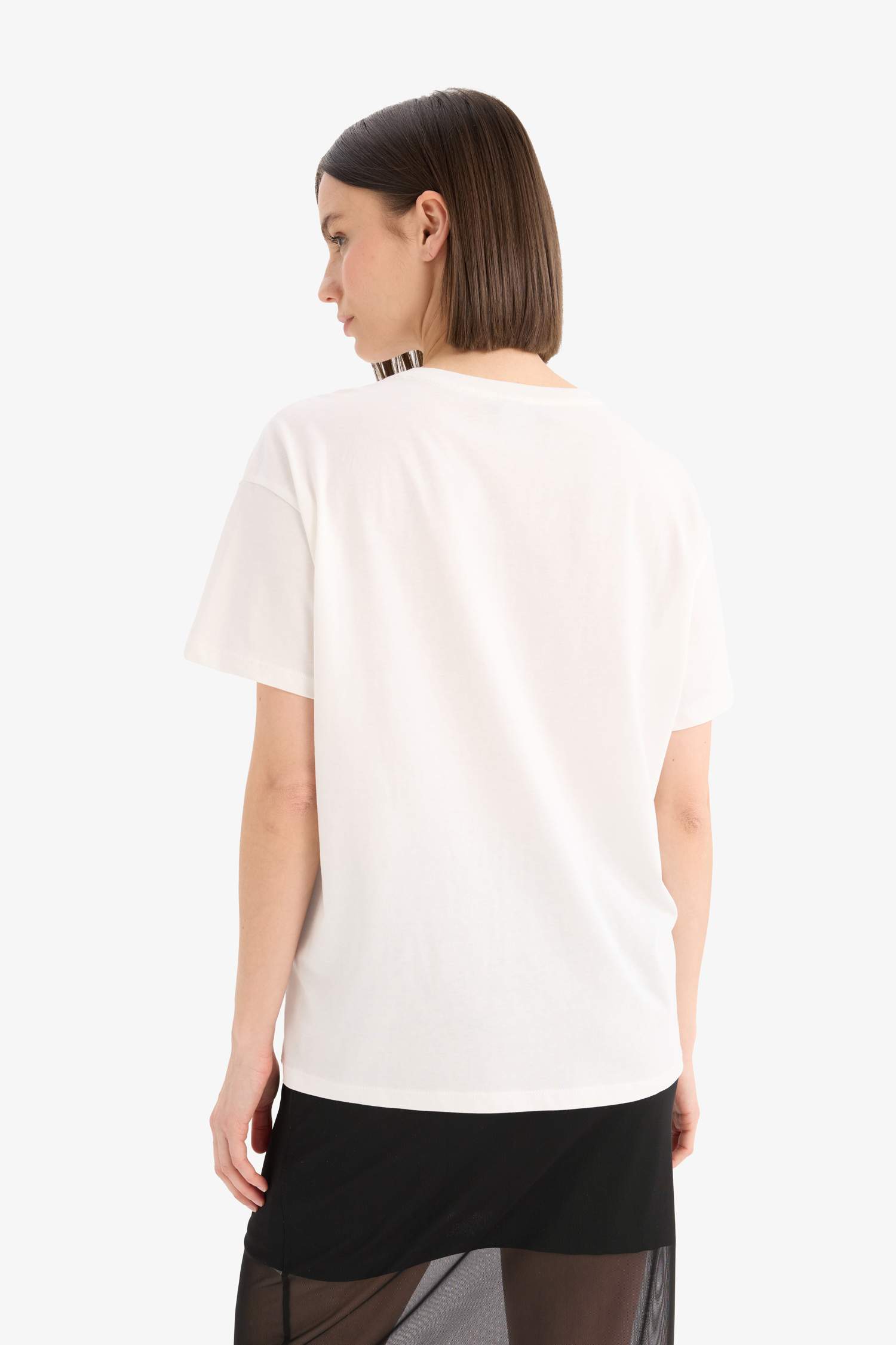 Coool I Love NY Oversize Geniş Kalıp Bisiklet Yaka Baskılı Kısa Kollu Tişört