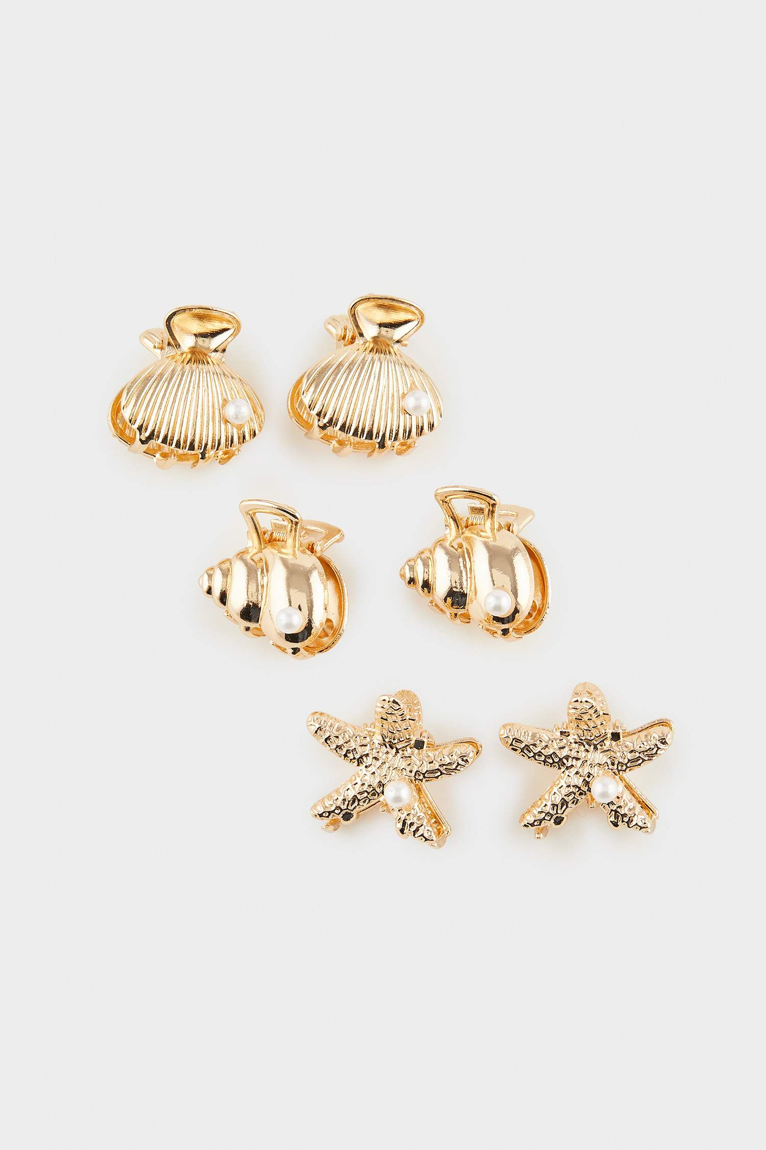 Kadın 6'lı Deniz Kabuklu Gold Mandal Toka