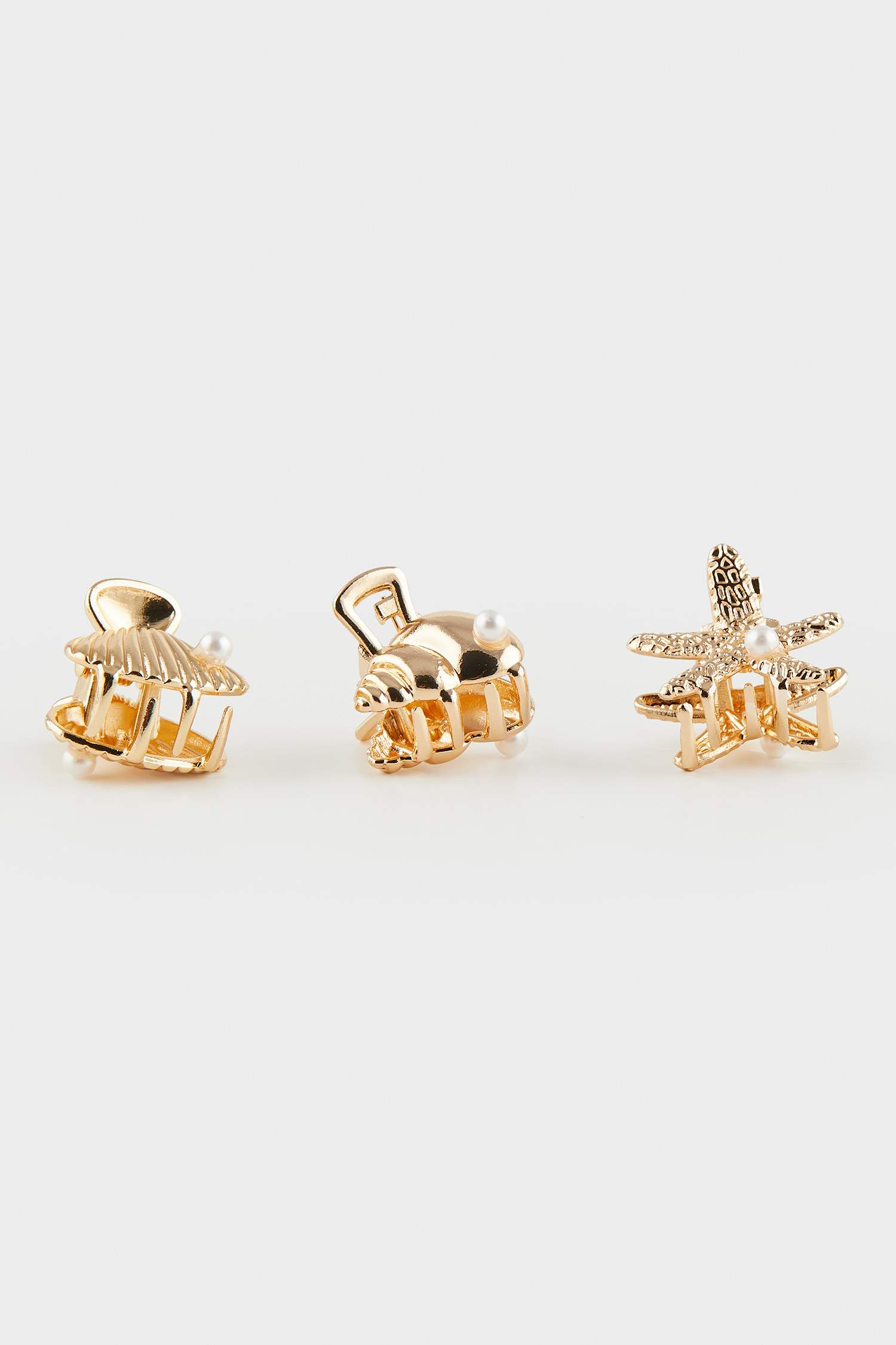 Kadın 6'lı Deniz Kabuklu Gold Mandal Toka