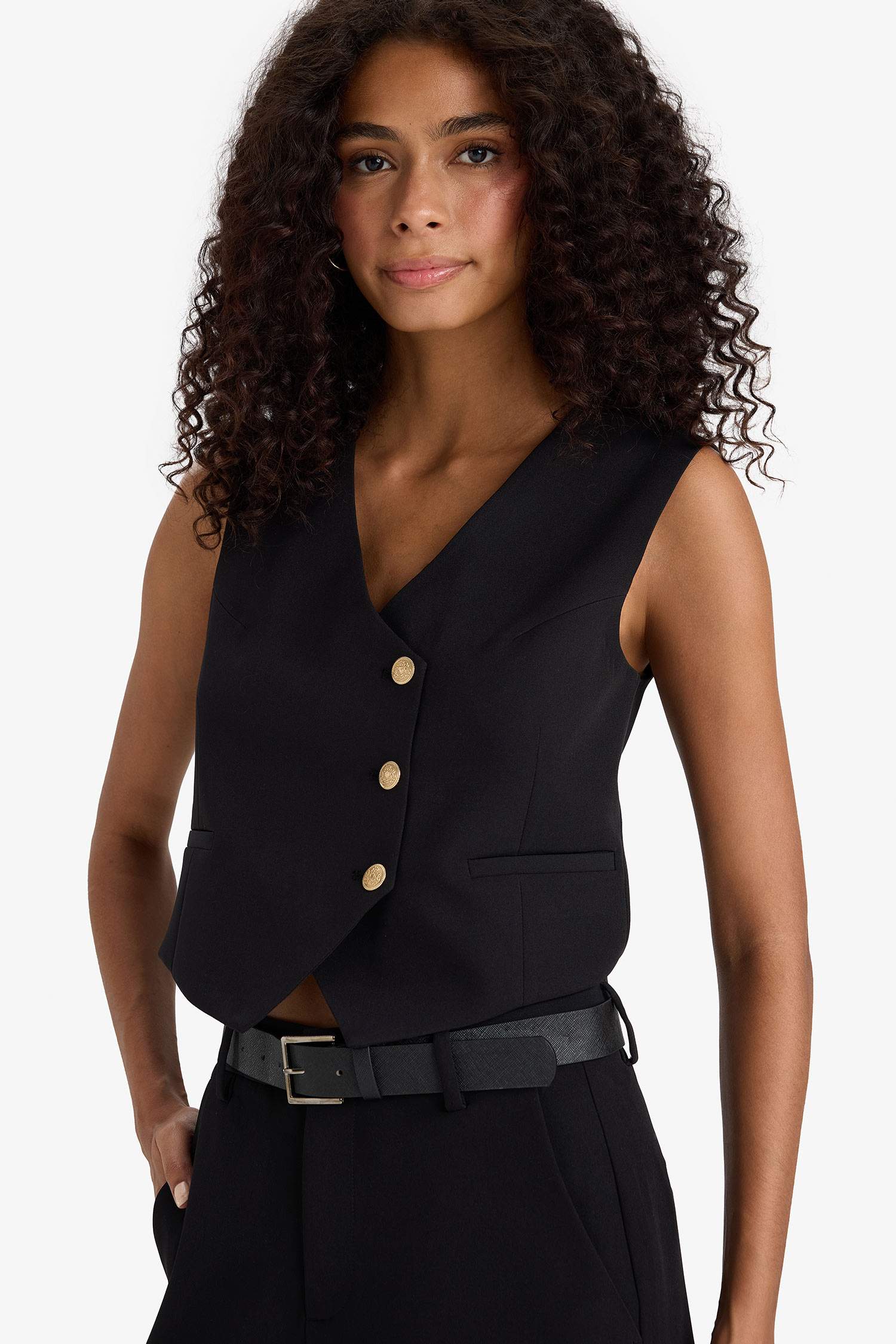 Asymmetric V-Neck Vest