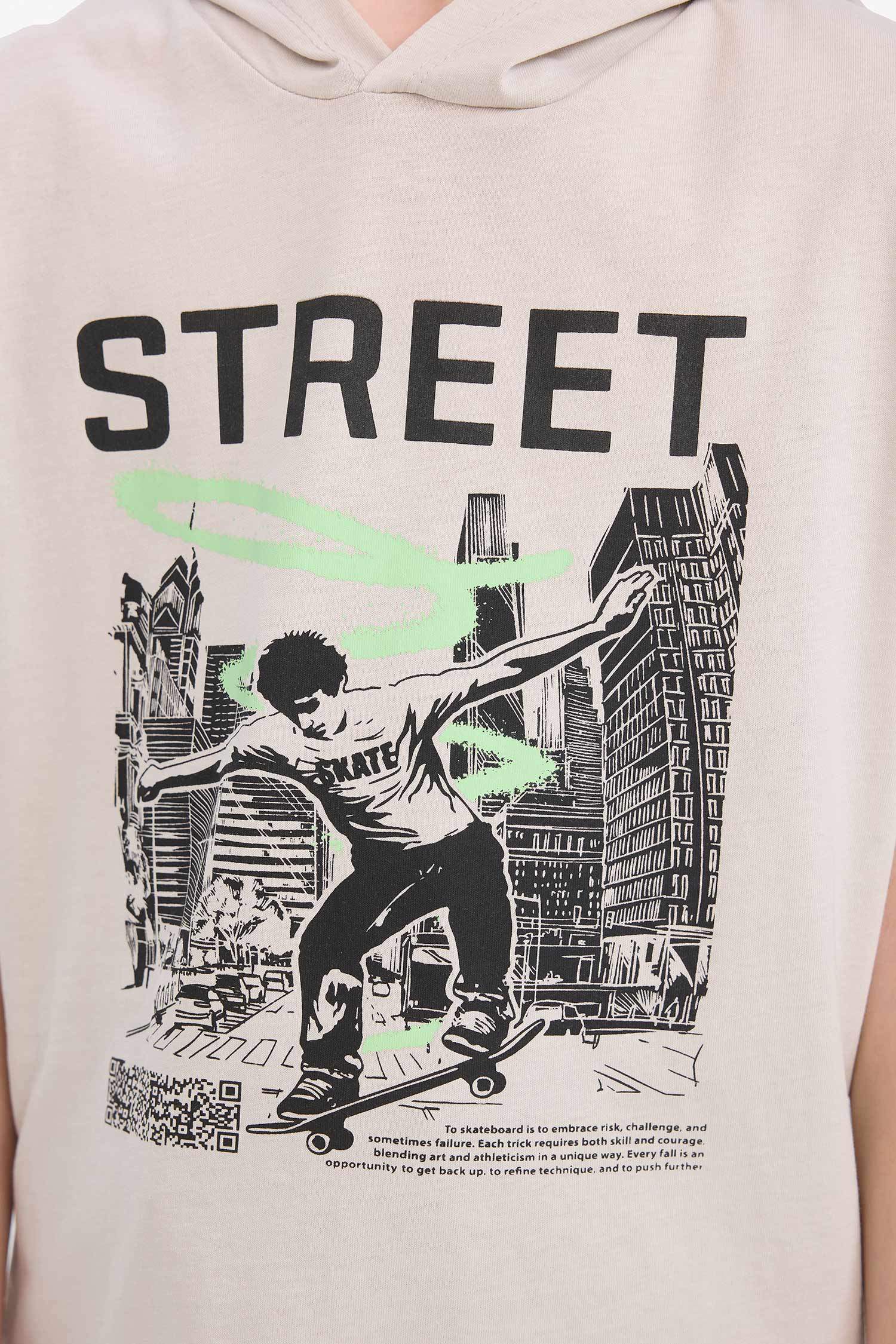 تيشيرت كت اولادي اوفر سايز مطبوع بكابيشون