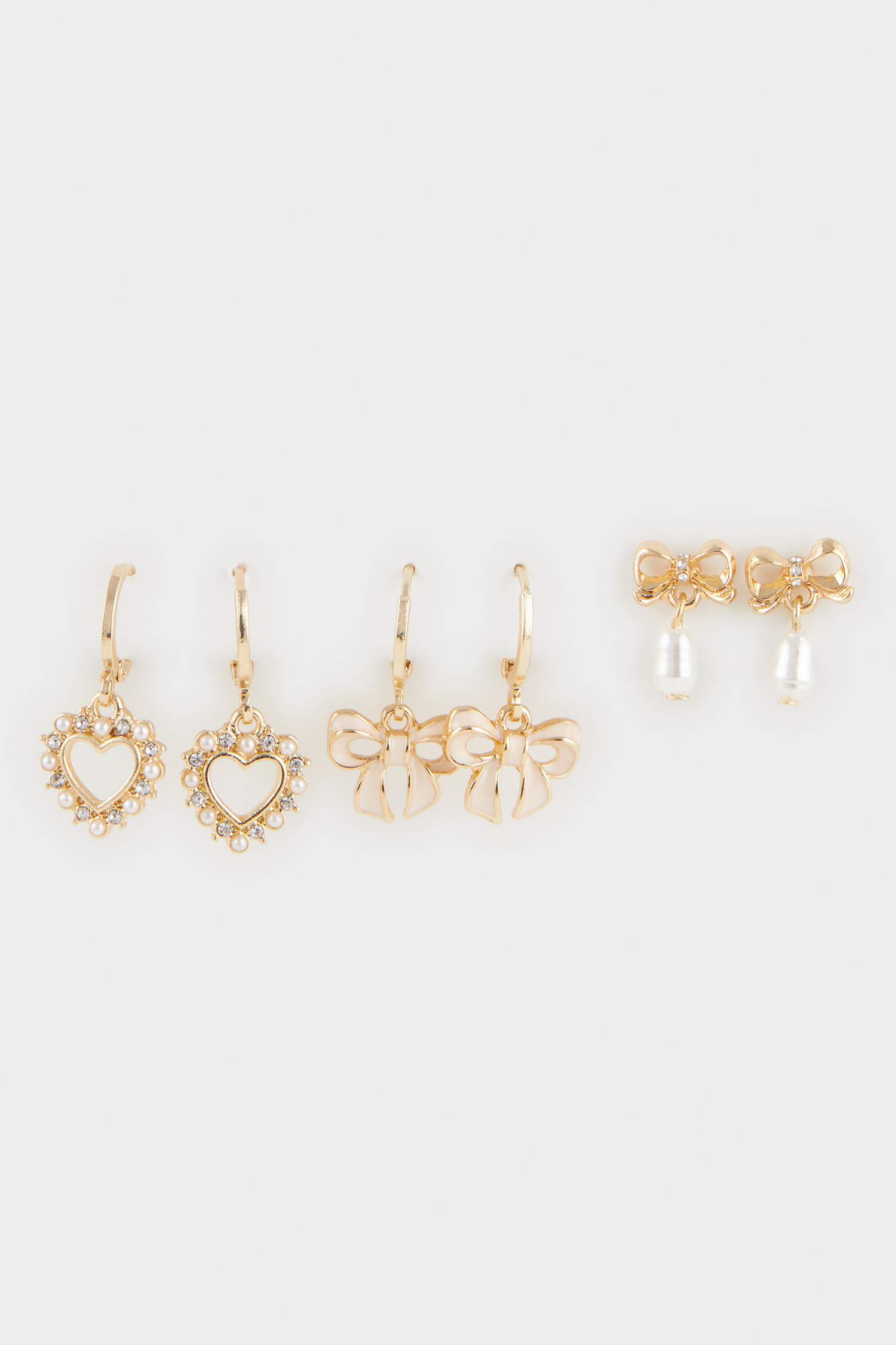 Woman 3 Piece Gold Earrings