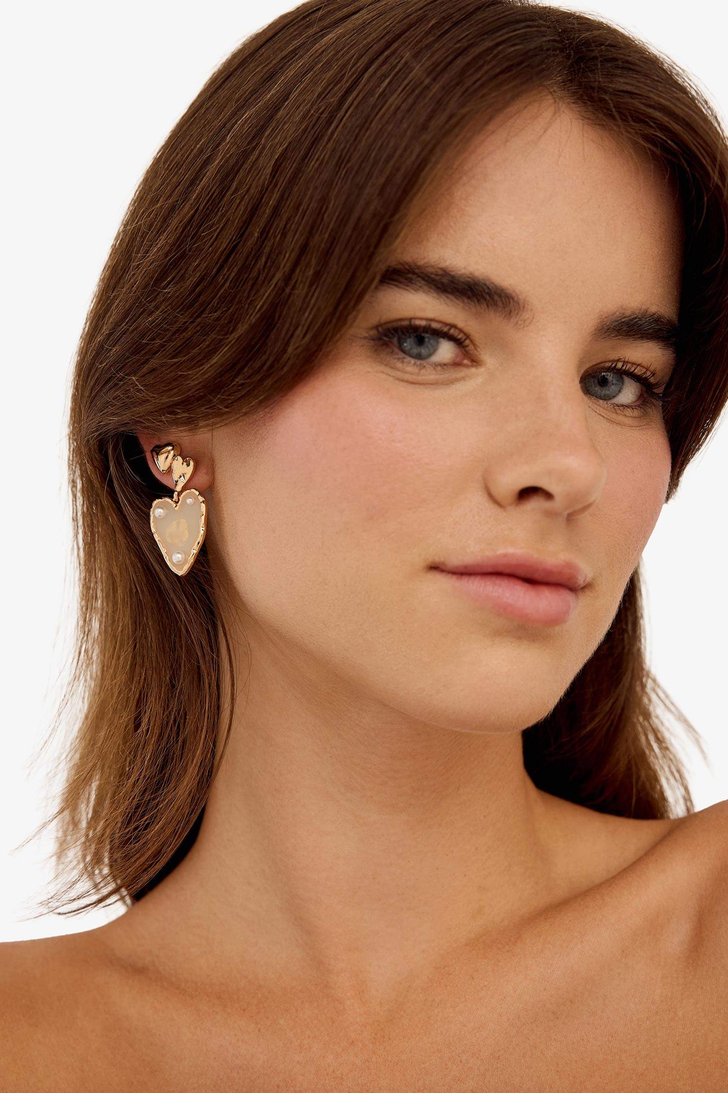 Kadın 2'li Kalpli Gold Küpe