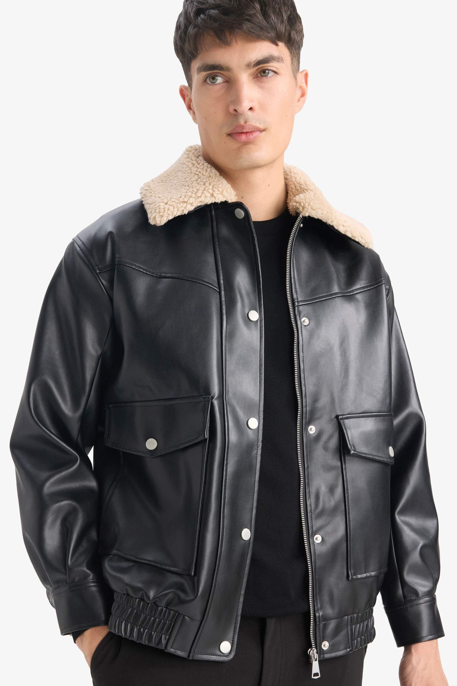 поло жаға тафетта ПУ Күртеше