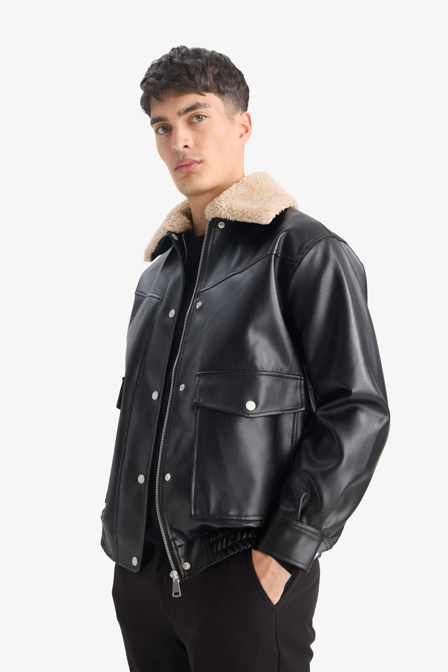 поло жаға тафетта ПУ Күртеше