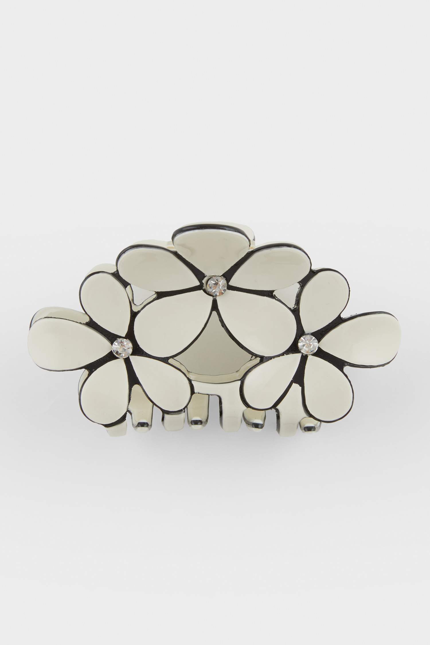 Woman White Flower Latch Hair Clips