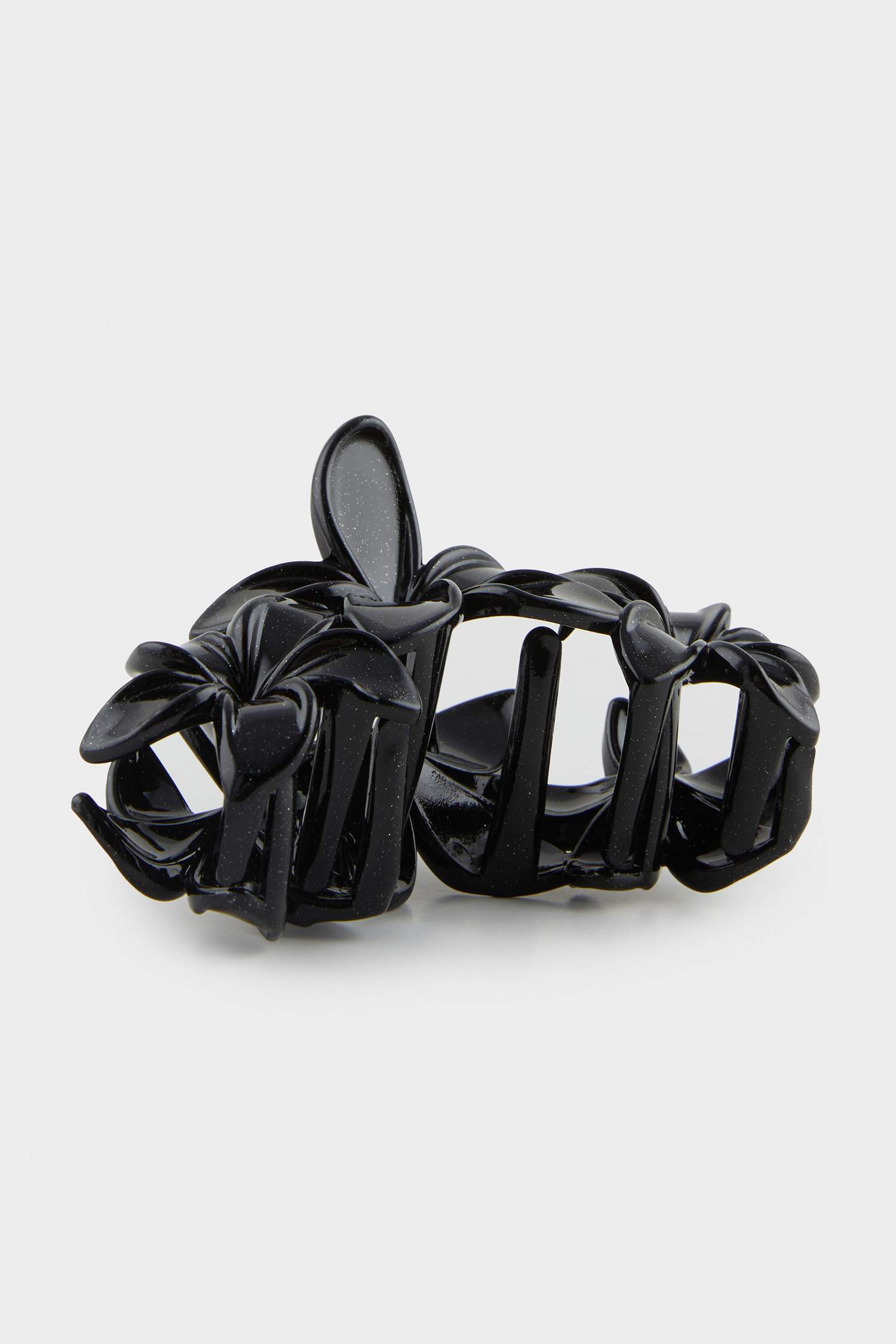 Woman Black Floral Hair Clips