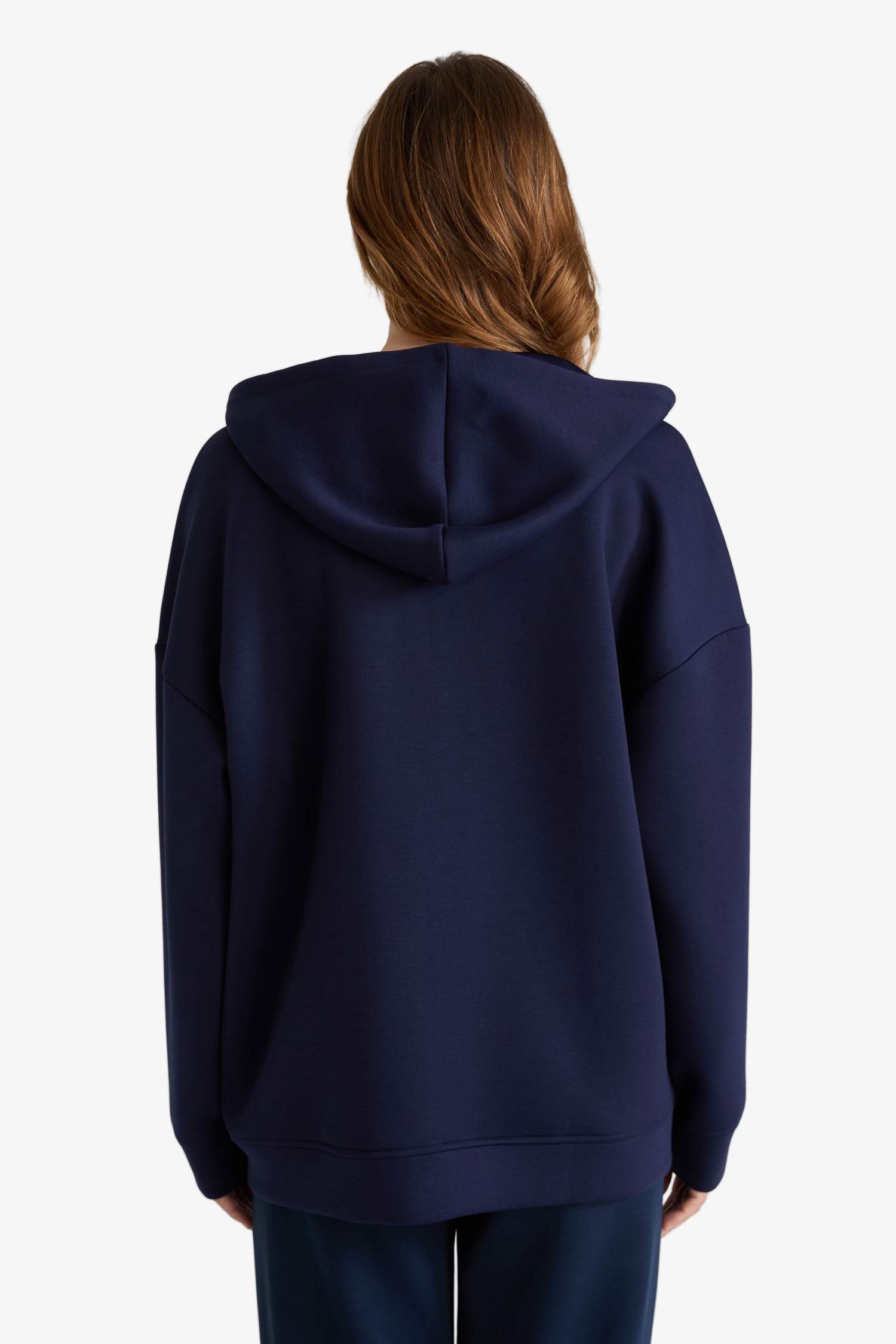 Oversize Fit Hooded Scuba Fabric Cardigan