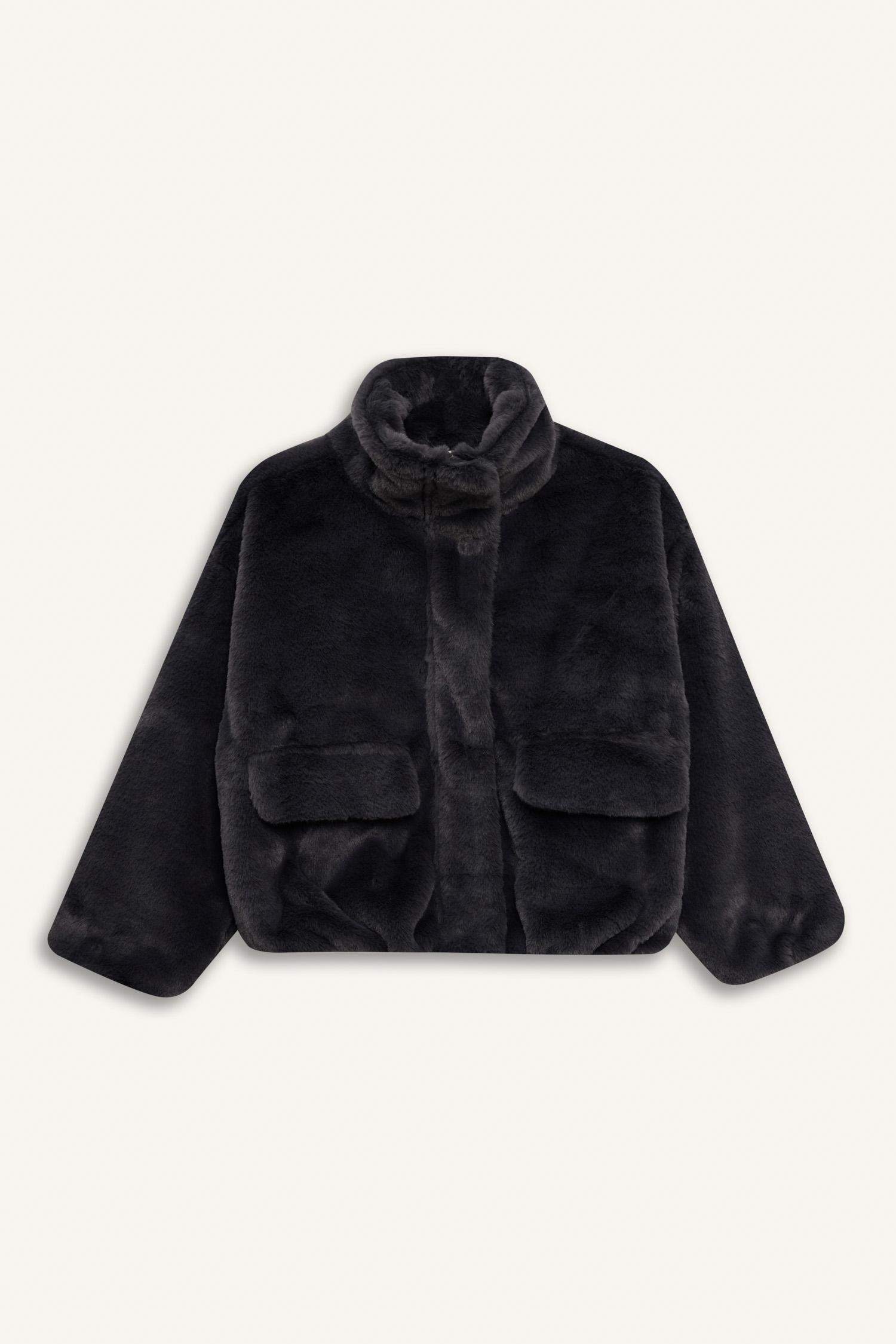 Bomber en fausse fourrure zippé avec poches pour fille