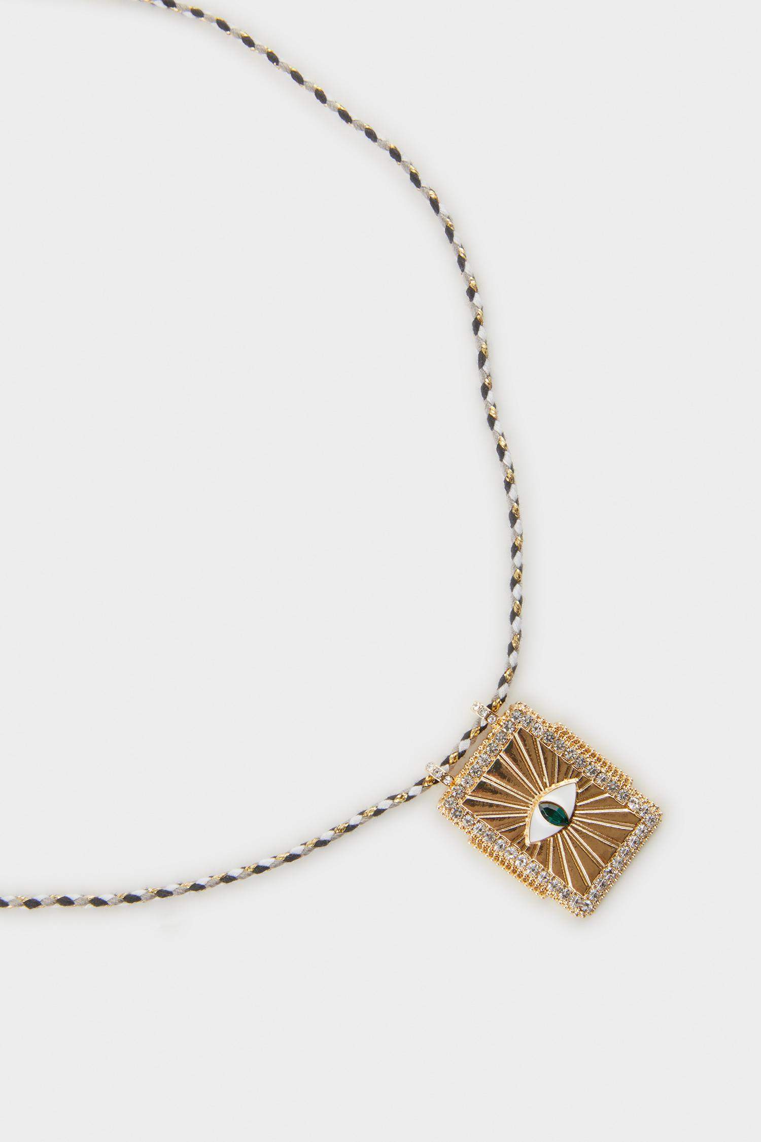 Woman Eye Detailed Plate Gold Necklace