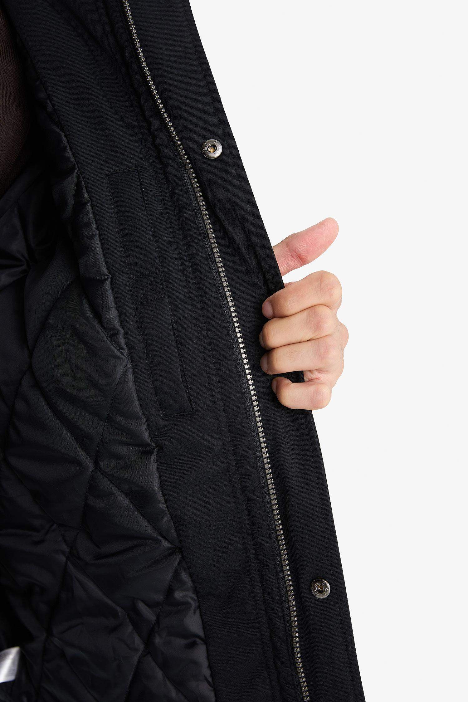 Regular Fit Polo Yaka Cepli Kadife Yaka Fermuarlı Astarlı Mont