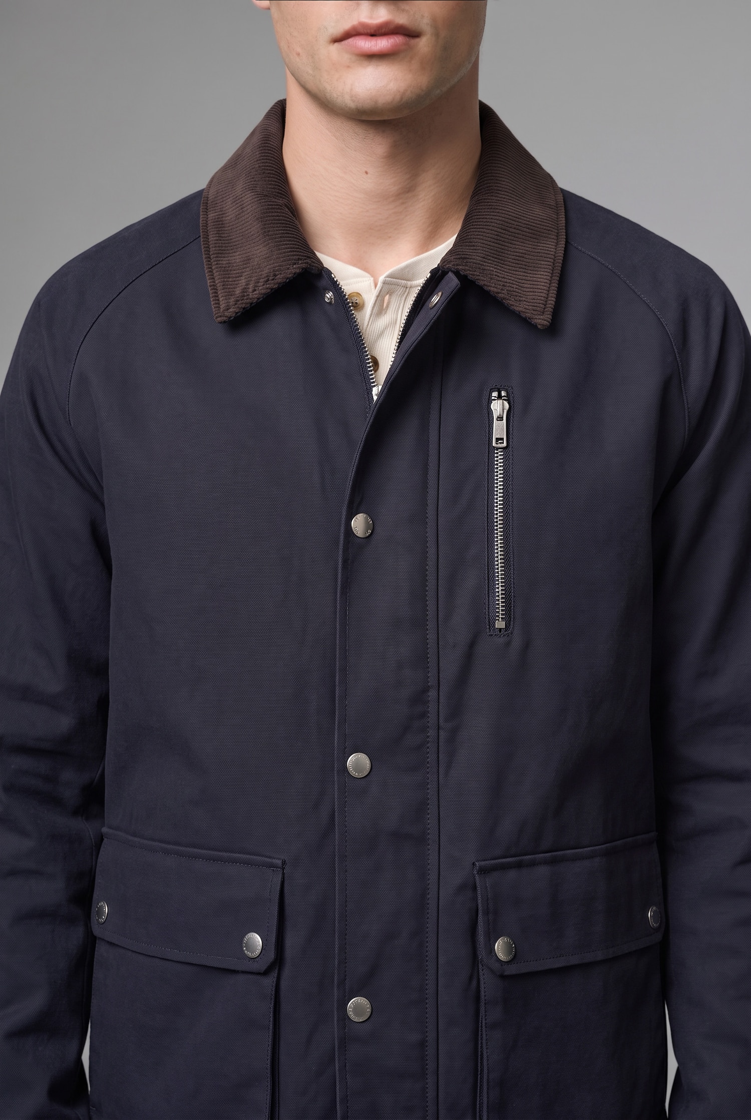 DeFacto Regular Fit Polo Kadife Yaka Fermuarlı Astarlı Mont görsel 6