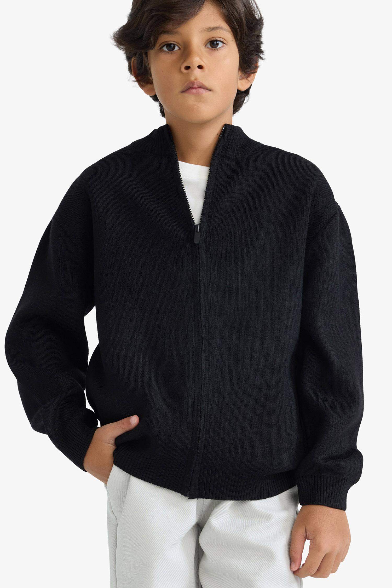 Boy Half Zippered Cardigan