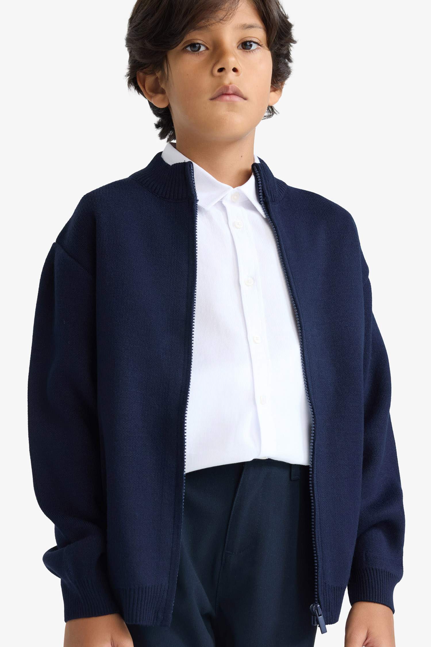 Boy Half Zippered Cardigan