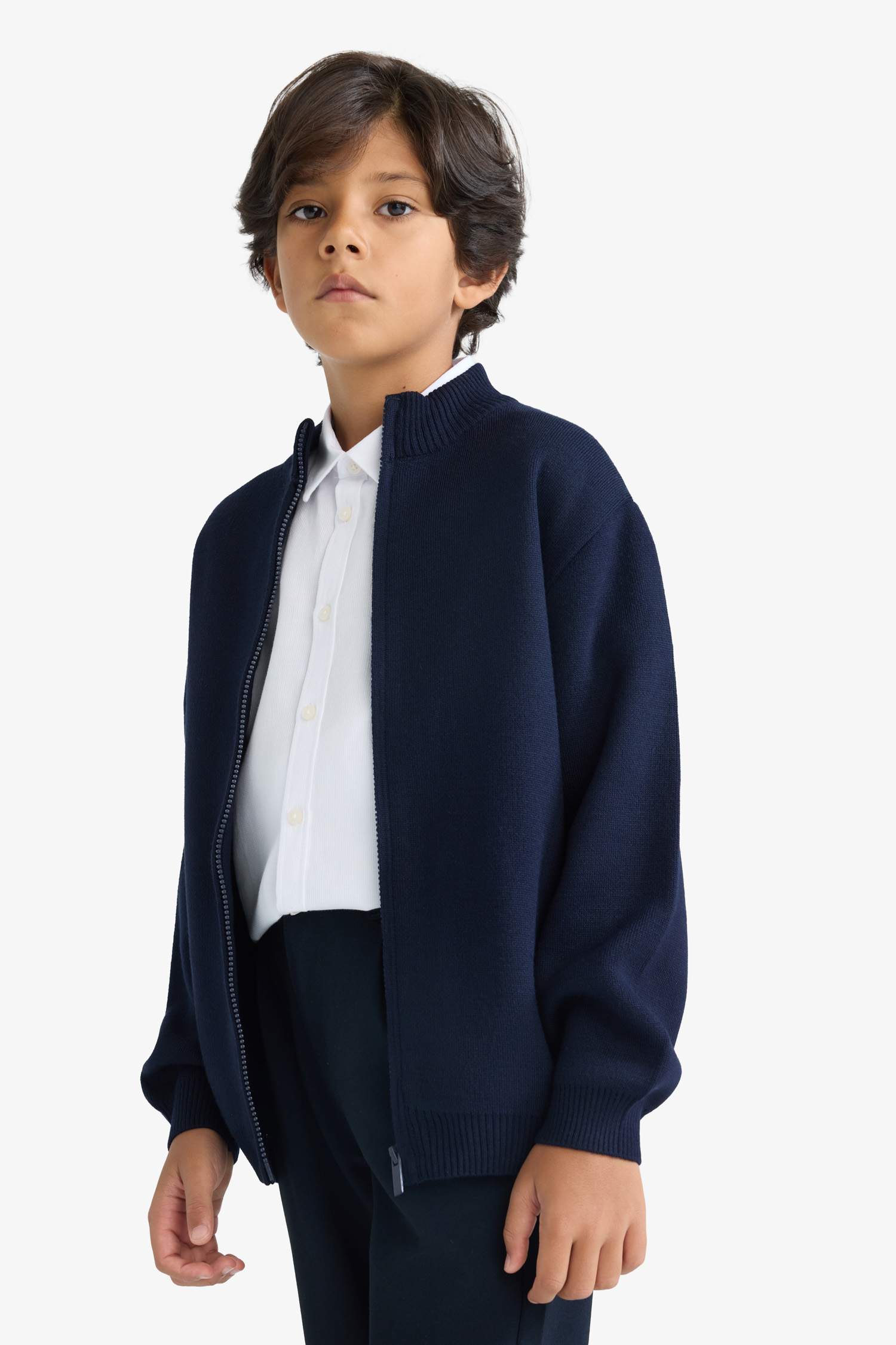 Boy Half Zippered Cardigan