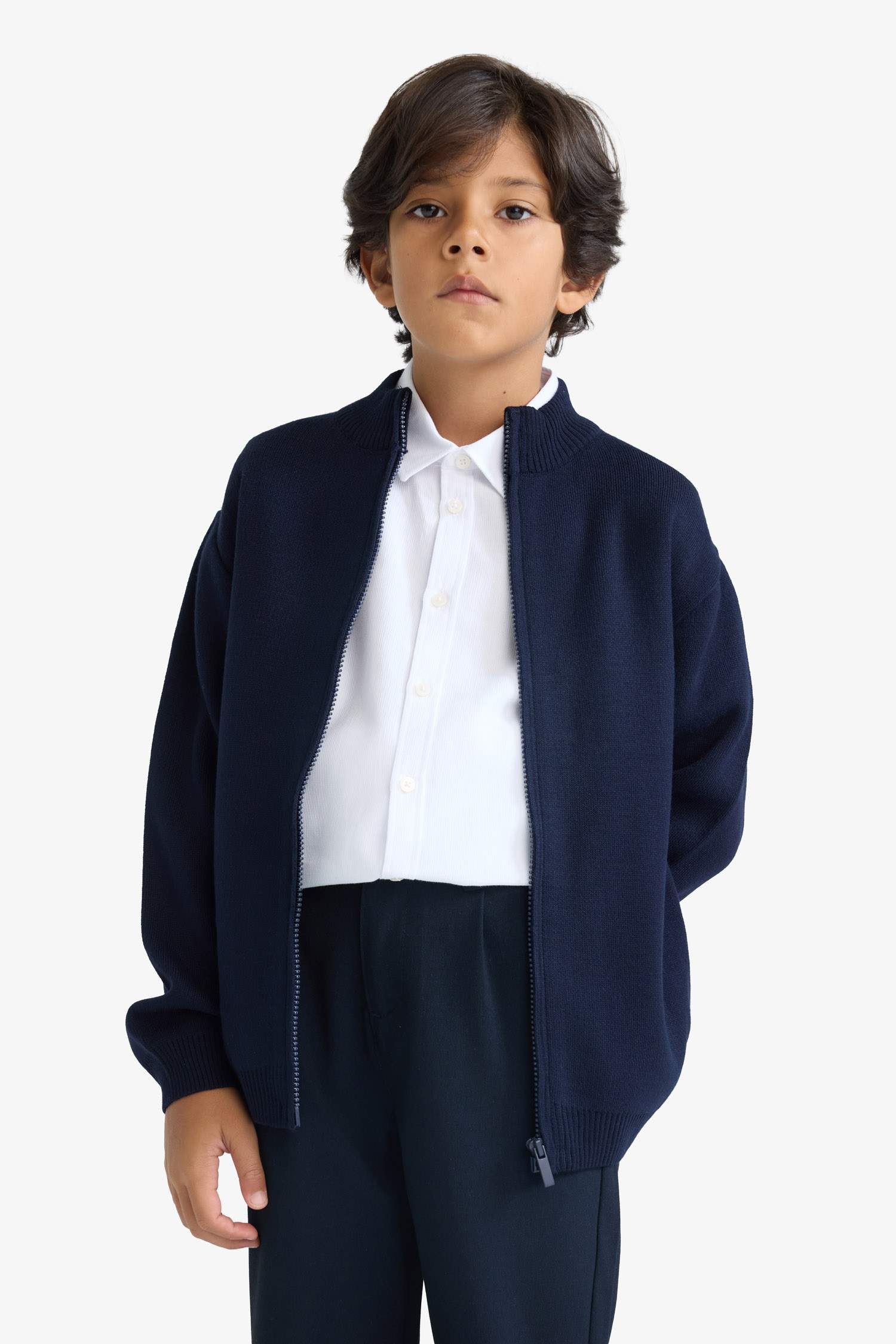 Boy Half Zippered Cardigan